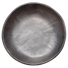 Large dish in smoked & polished terracotta by Ariane Mathieu Quéré, France 1960s
