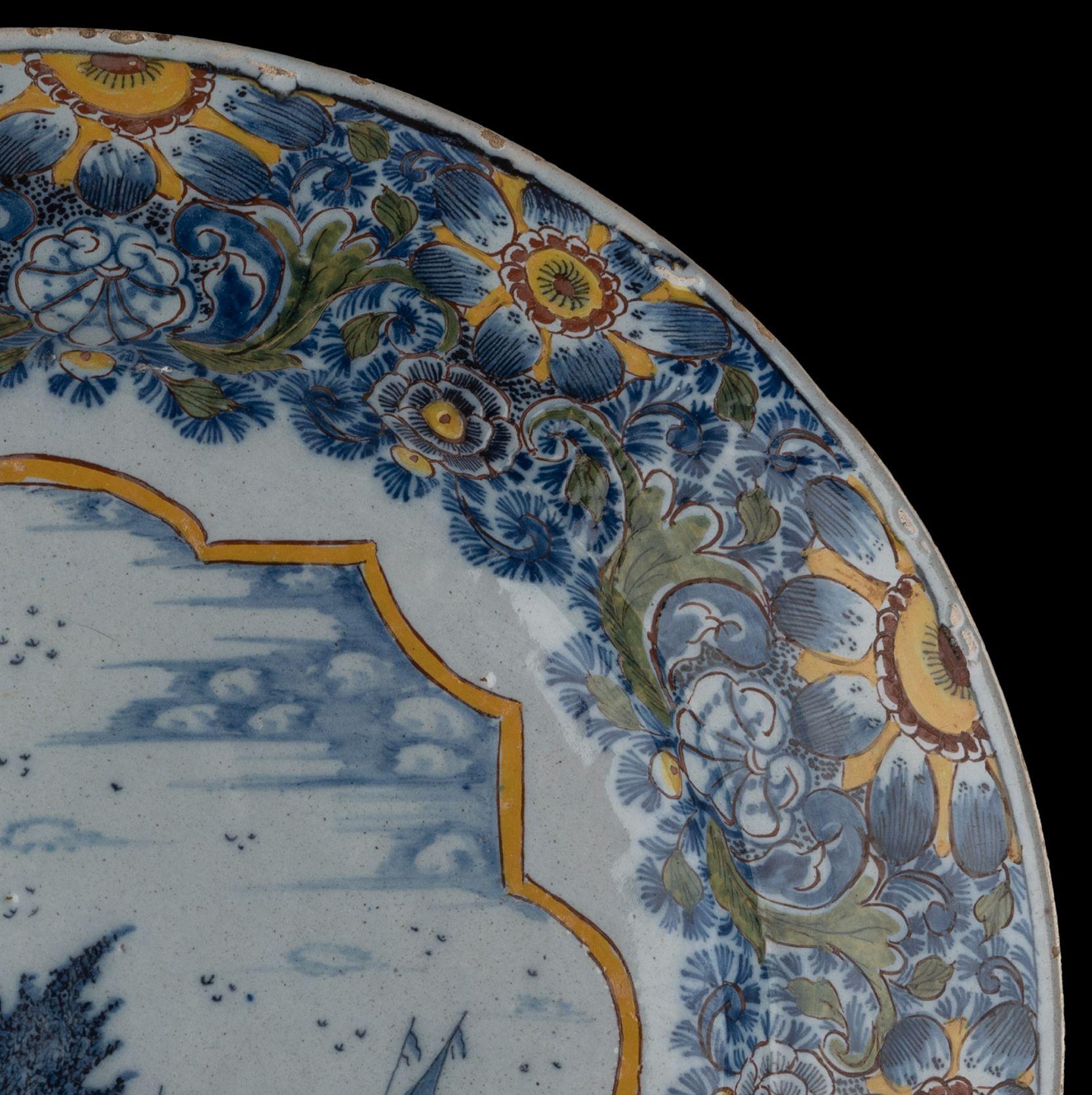 Large Dish with a Dutch Water Landscape Delft, 1760-1780 For Sale 2