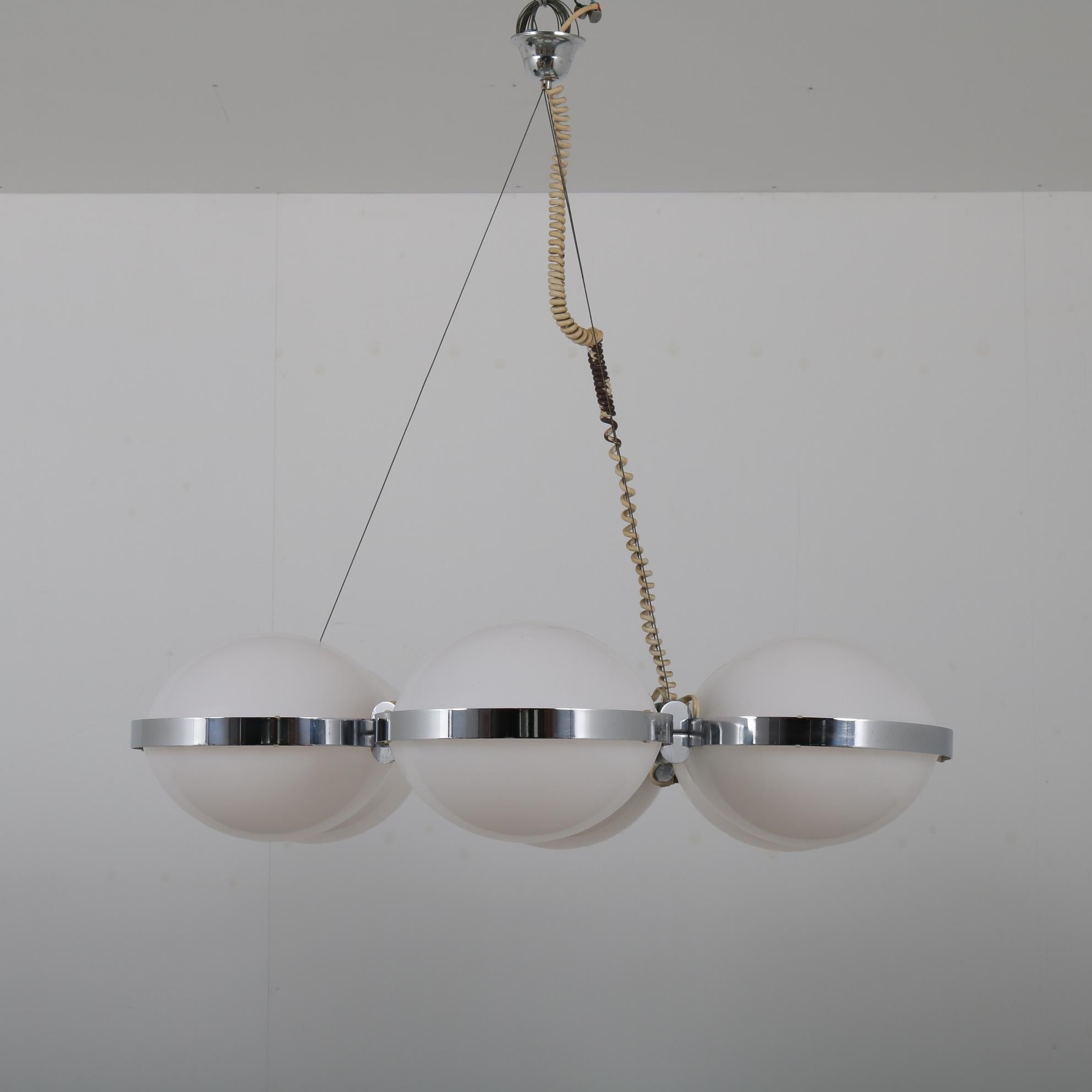 Austrian Large Disk Chandelier / Hanging Lamp by Vest Leuchten, Austria 1960 For Sale
