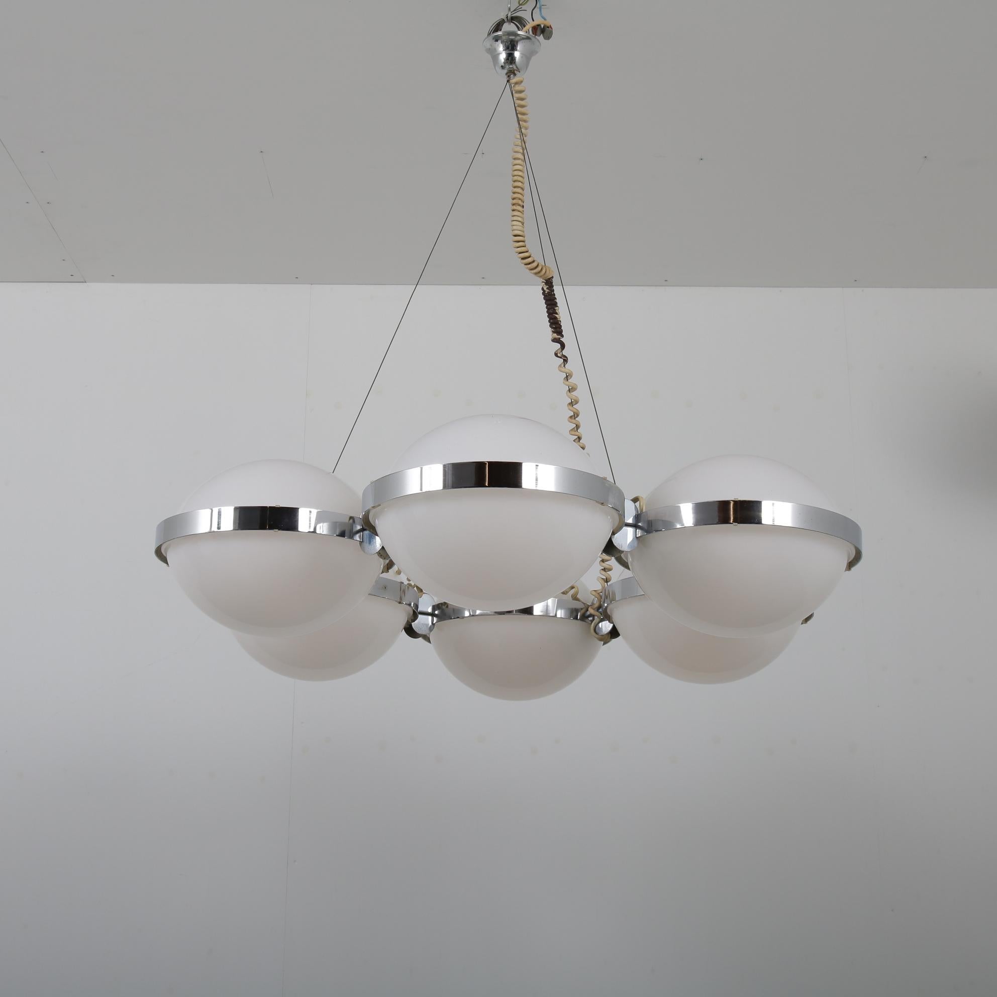 Large Disk Chandelier / Hanging Lamp by Vest Leuchten, Austria 1960 In Good Condition For Sale In Amsterdam, NL