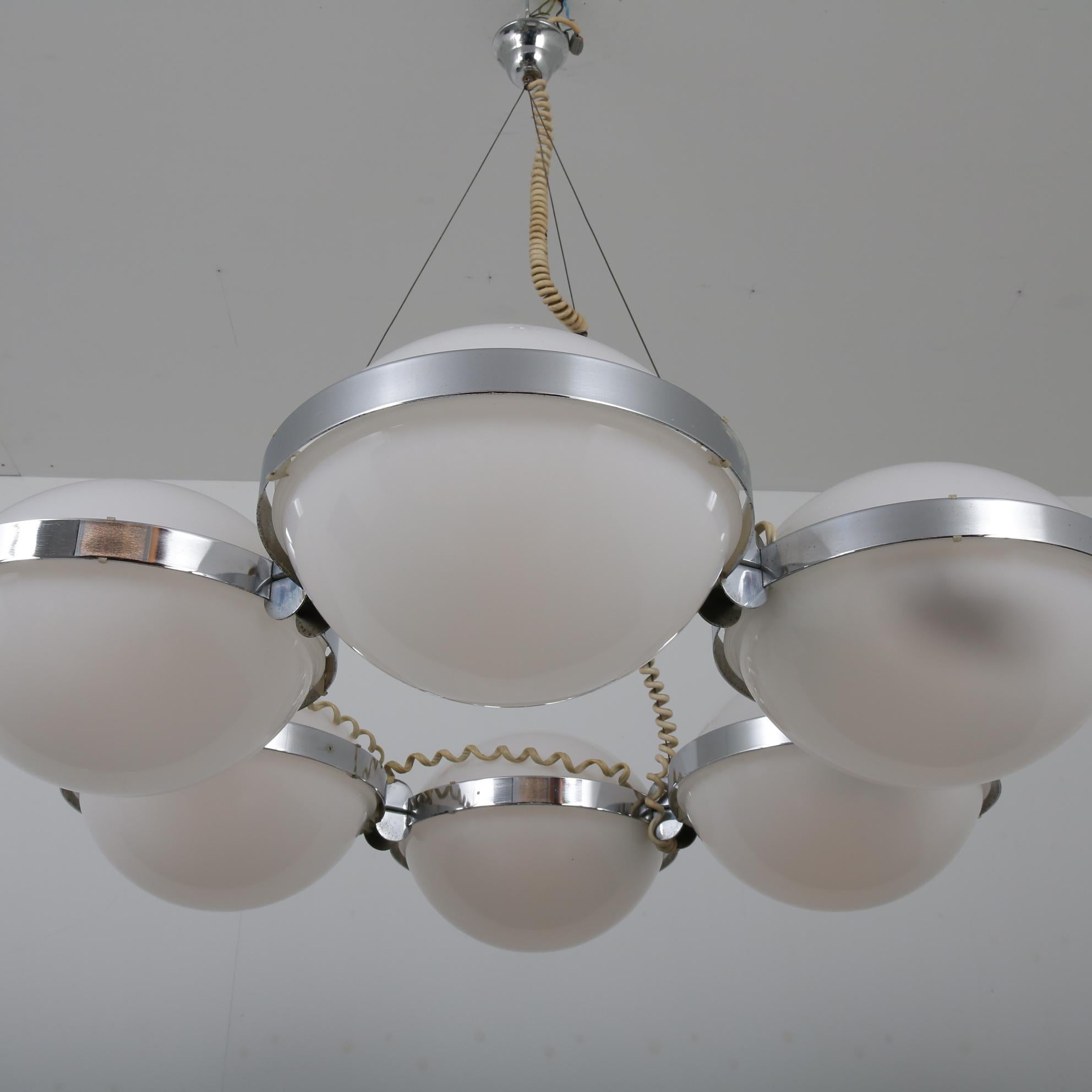 Large Disk Chandelier / Hanging Lamp by Vest Leuchten, Austria 1960 For Sale 1