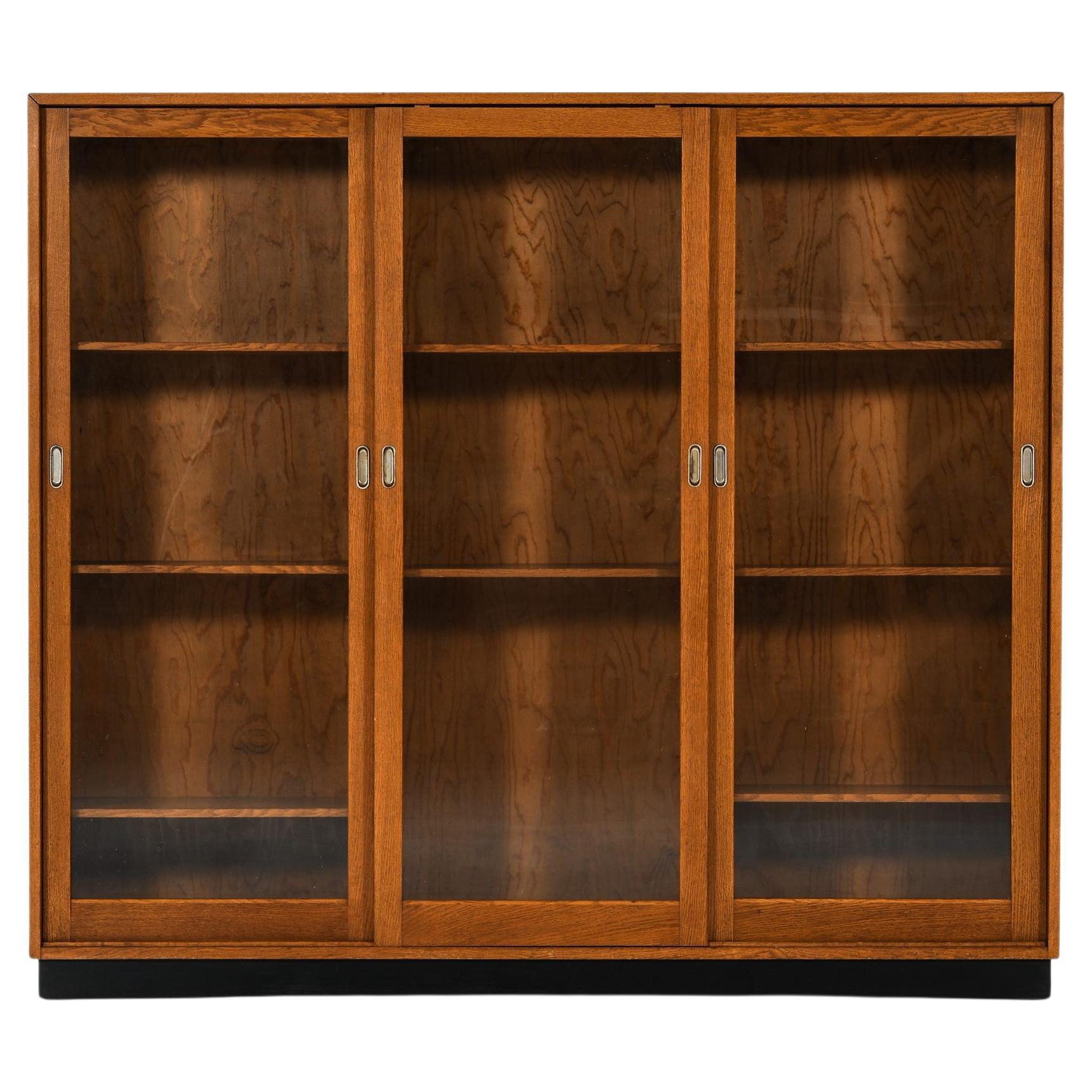 Large Display Cabinet in Oak, Pine and Metal, 1940’s For Sale