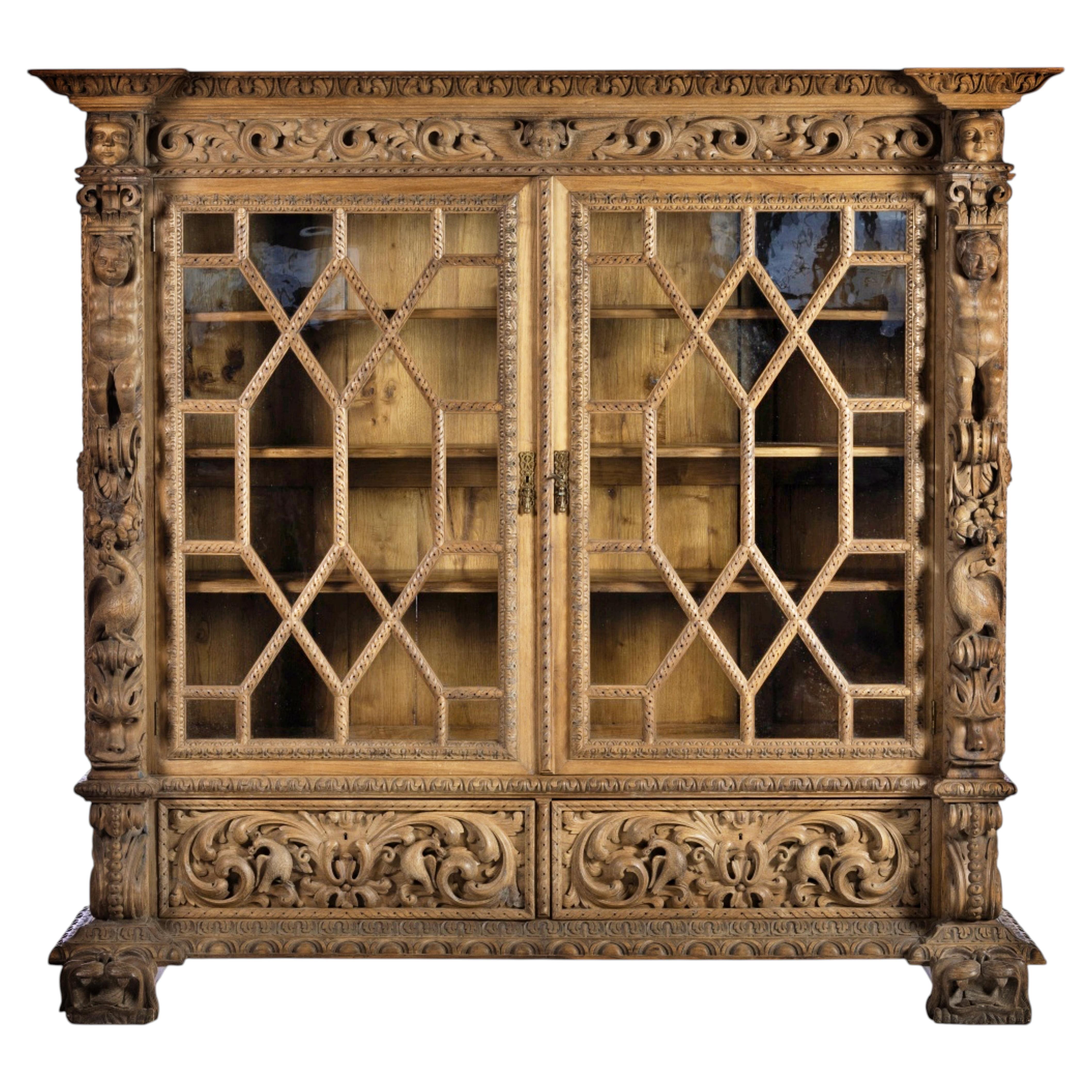Large Display Cabinet Portuguese, 19th-Century Baroque Style