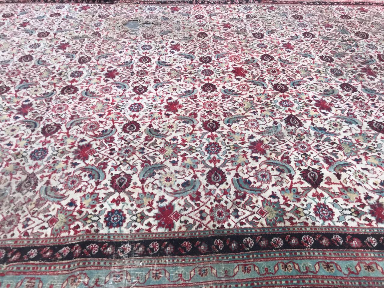 Large Distressed Antique Indian Agra Rug 5