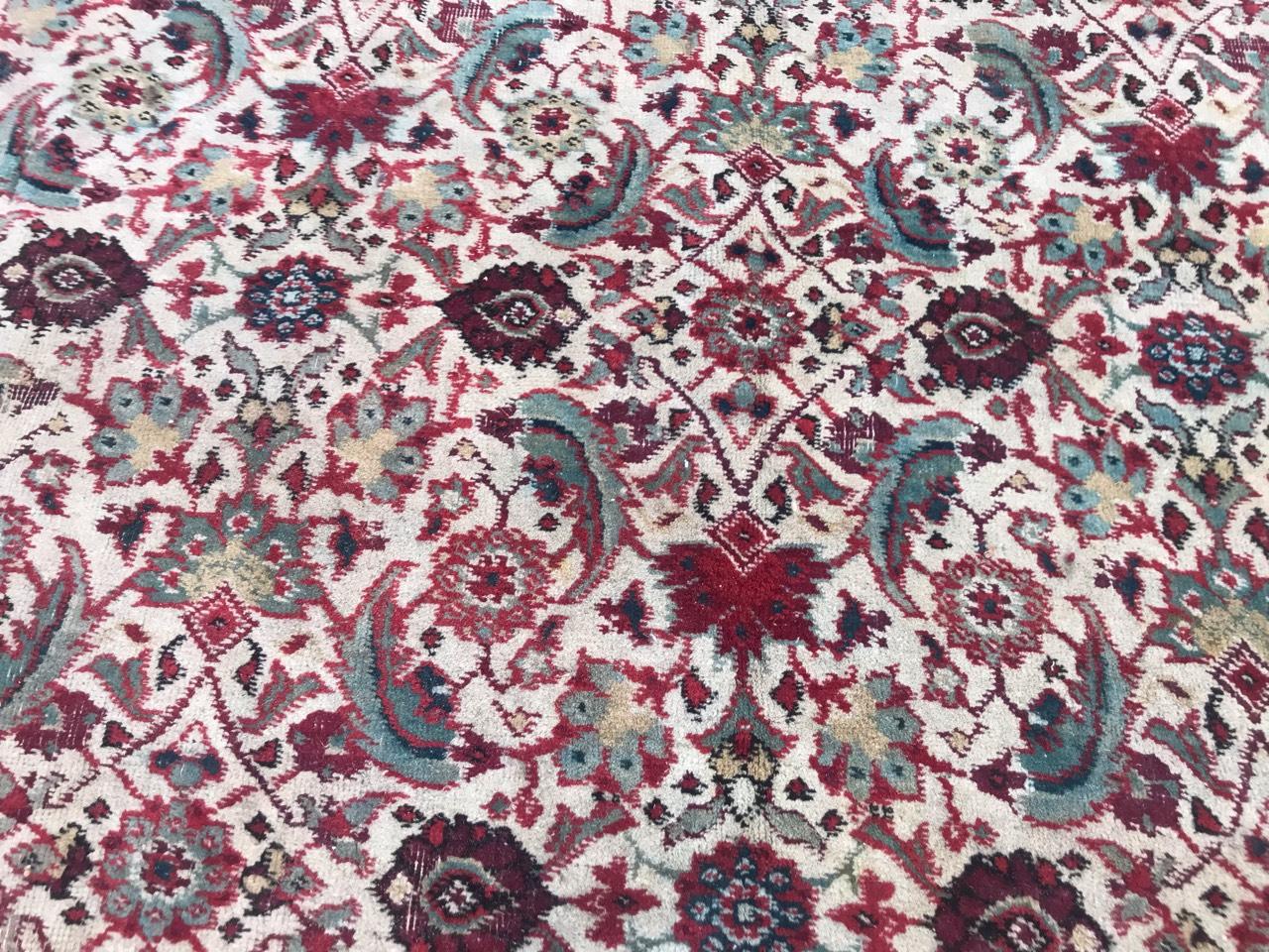 Large Distressed Antique Indian Agra Rug 1