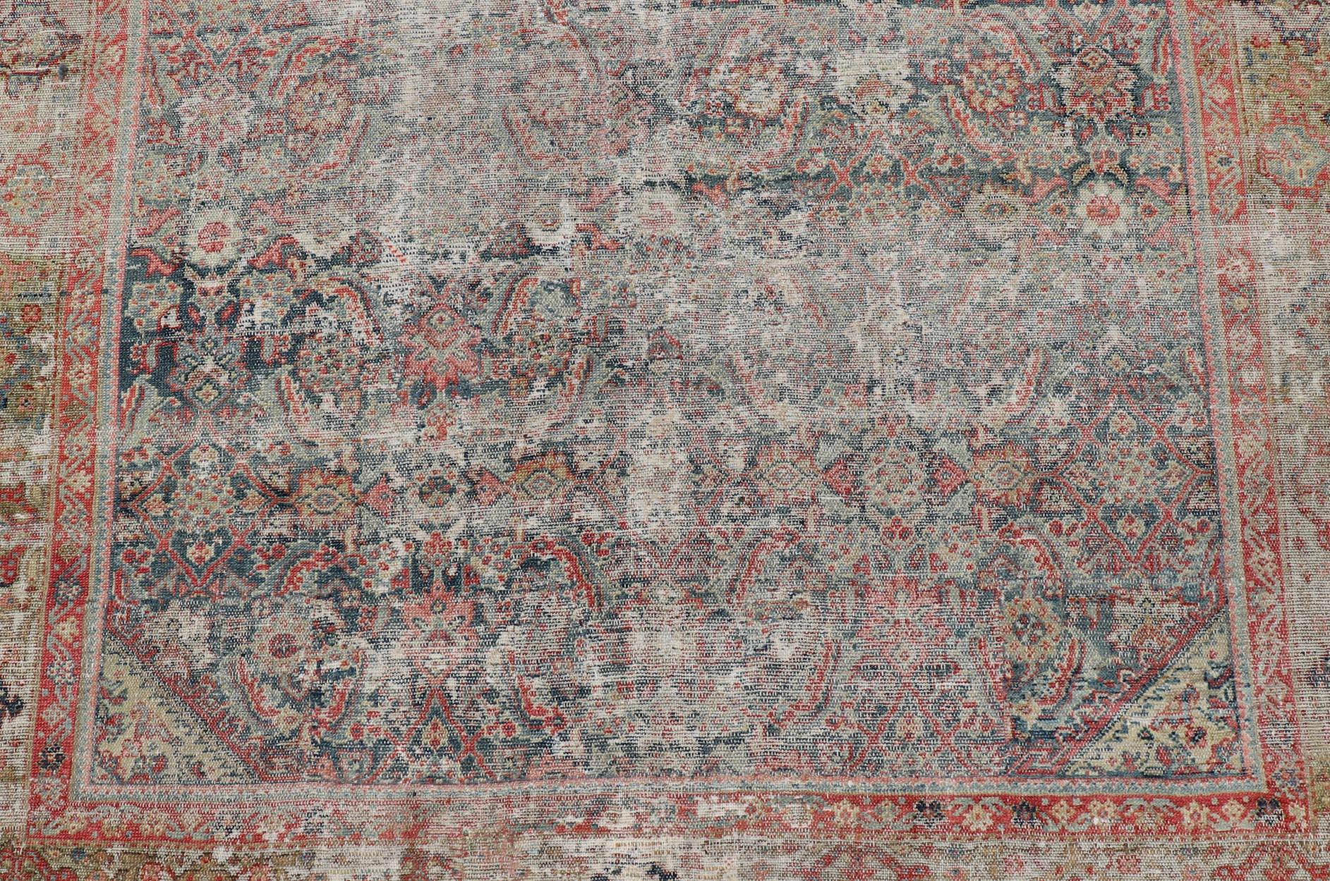 Distressed antique Persian Malayer gallery runner with geometric all-over Herati design. Keivan Woven Arts / rug/ R20-63, country of origin / type: Iran / Malayer, circa 1900.

Measures: 5'8 x 14'8

This distressed antique Malayer gallery runner