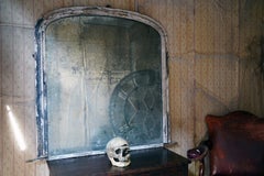 Large Distressed Victorian Gesso & Mercury Plate Overmantle Mirror, c.1880