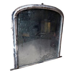Large Distressed Victorian Gesso & Mercury Plate Overmantle Mirror, c.1880