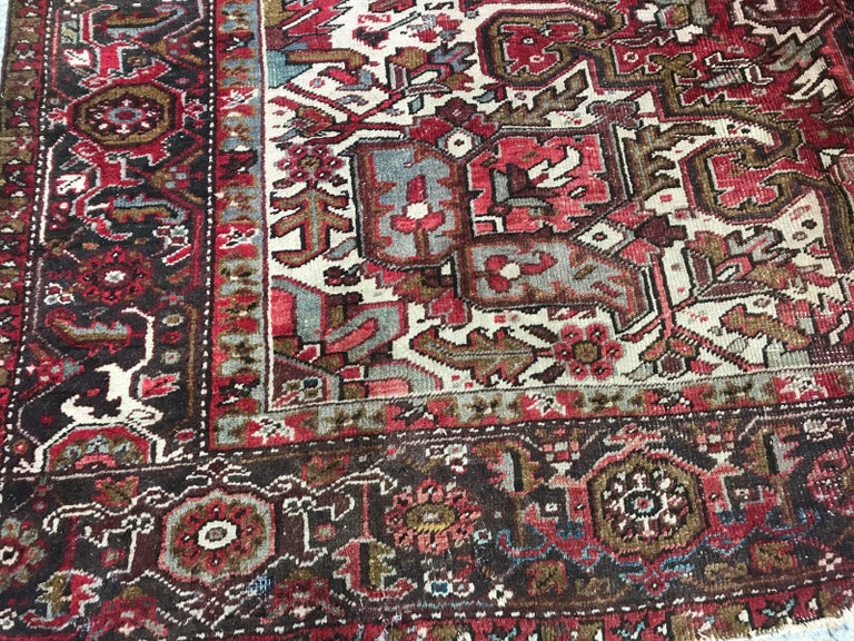 Large Distressed Vintage Heriz Rug For Sale at 1stDibs | large ...