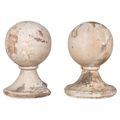 Used Large Distressed Wooden Ball Finials c.1880-1920 (FREE SHIPPING) 