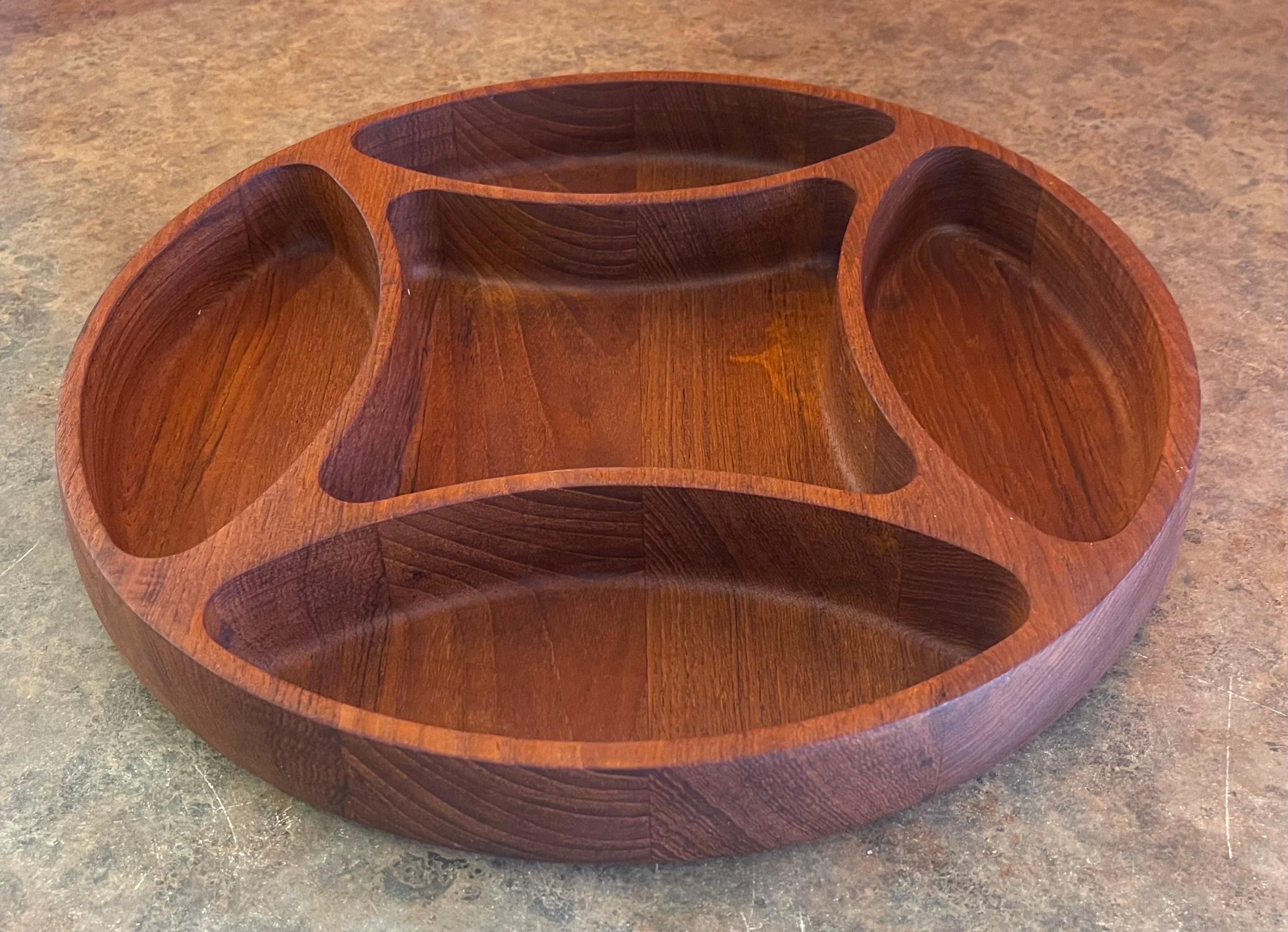 Mid-Century Modern Large Divided Bowl / Tray in Teak by Jens Quistgaard for Dansk For Sale