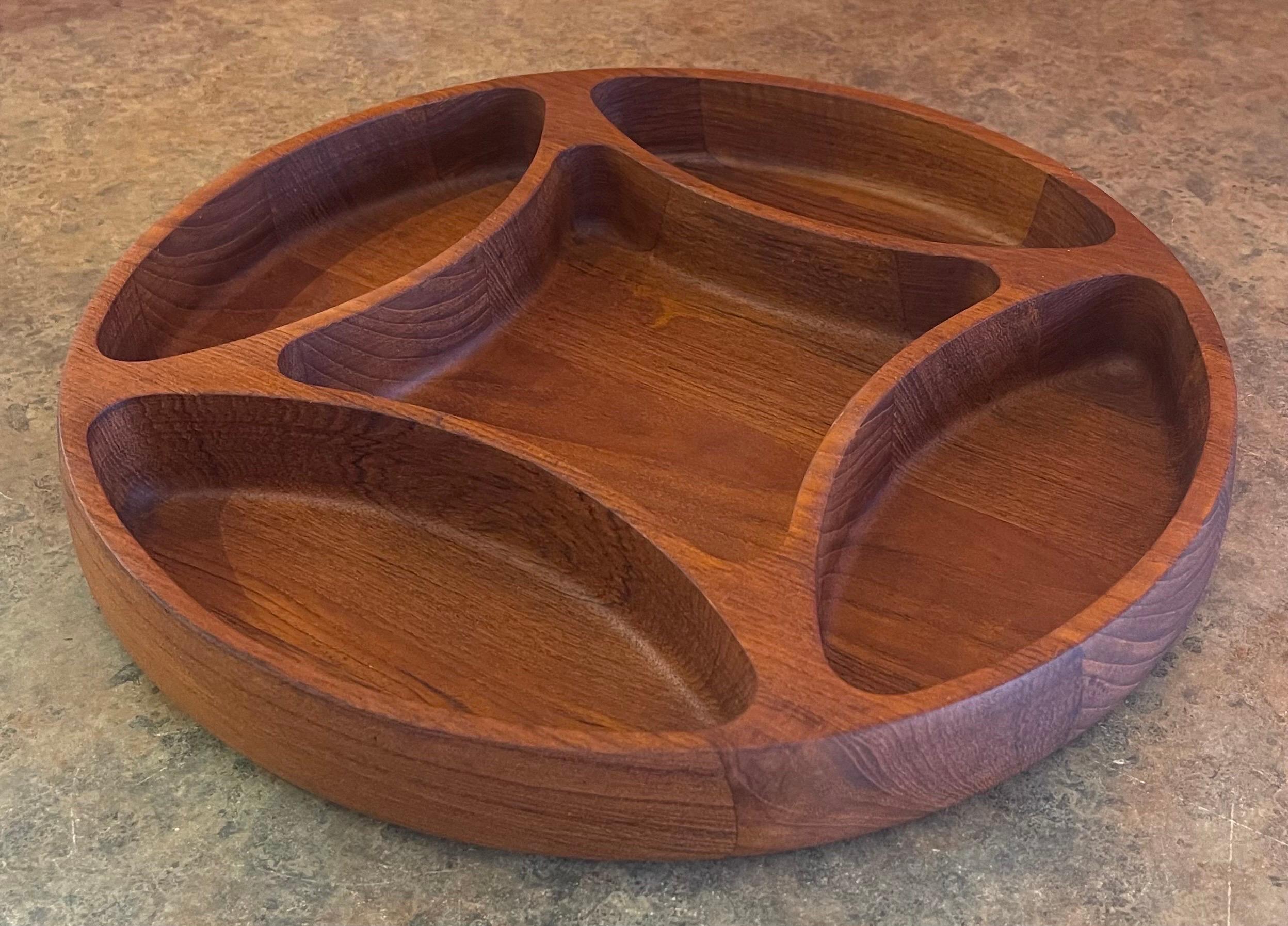 Large Divided Bowl / Tray in Teak by Jens Quistgaard for Dansk In Good Condition For Sale In San Diego, CA