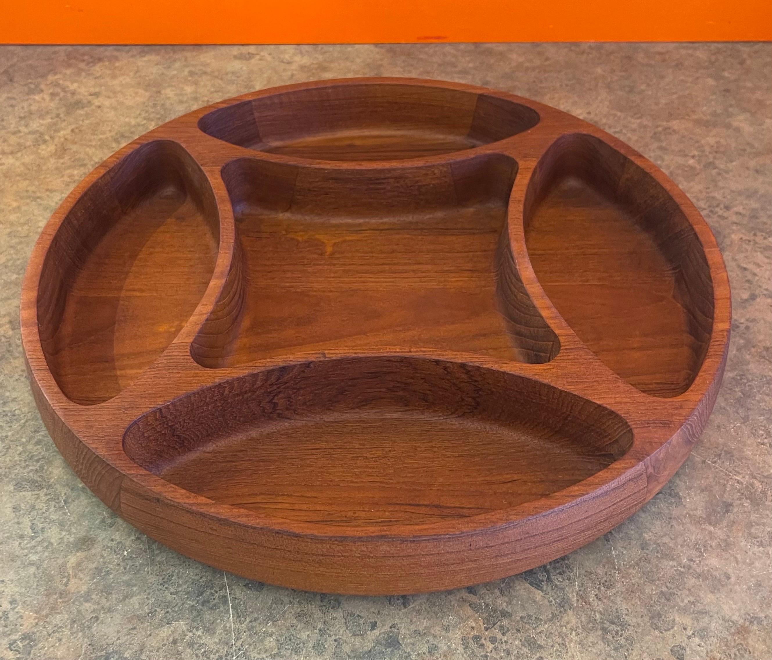 Large Divided Bowl / Tray in Teak by Jens Quistgaard for Dansk For Sale 1