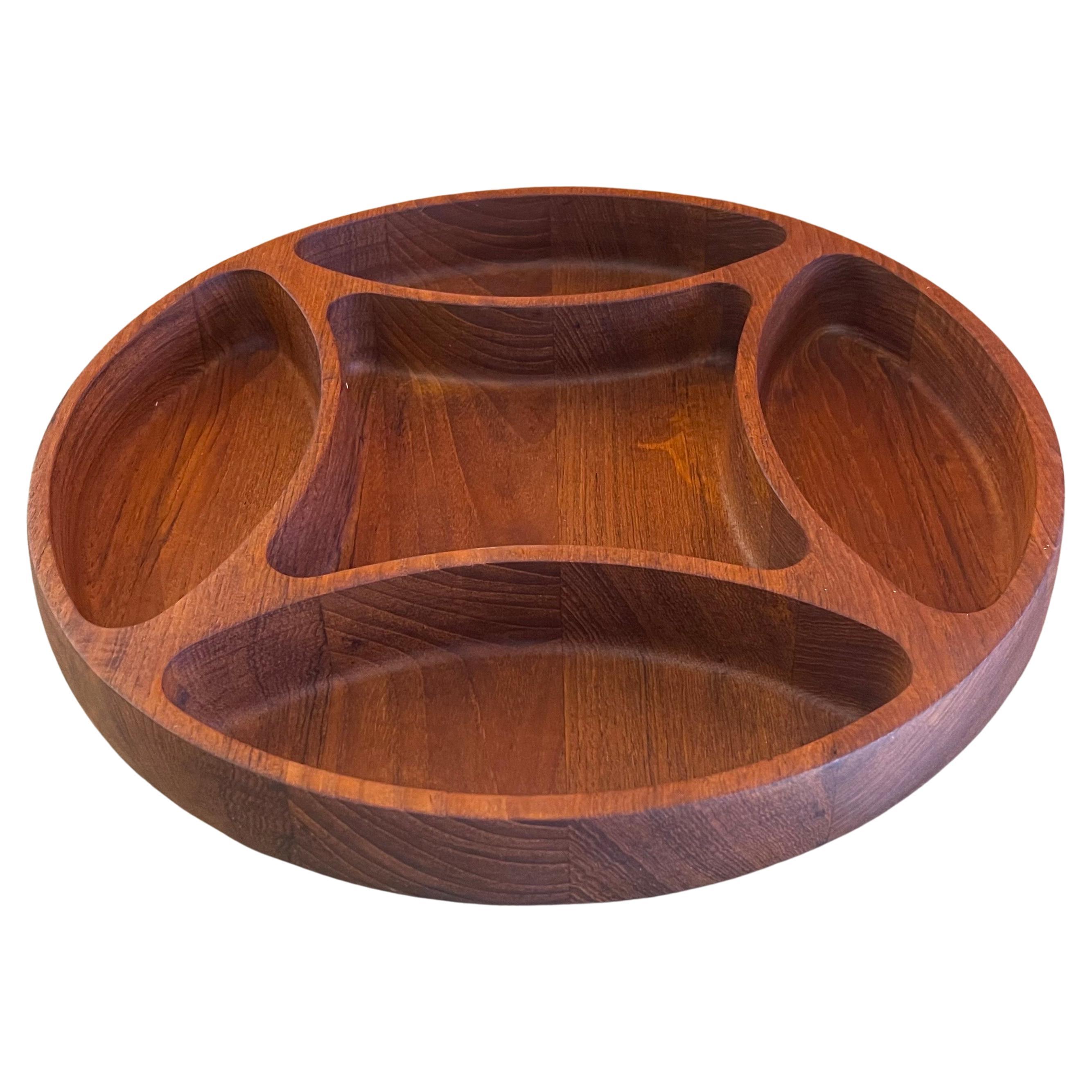 Large Divided Bowl / Tray in Teak by Jens Quistgaard for Dansk For Sale