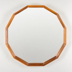 Large Dodecagonal Walnut Mirror Attributed to Fratelli Marelli, 1970s