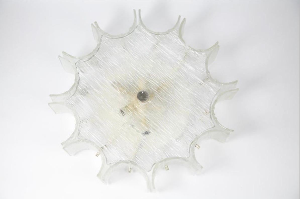 Mid-Century Modern Large Dodegon Glass Flush Mount by Kaiser, Germany, 1960s For Sale