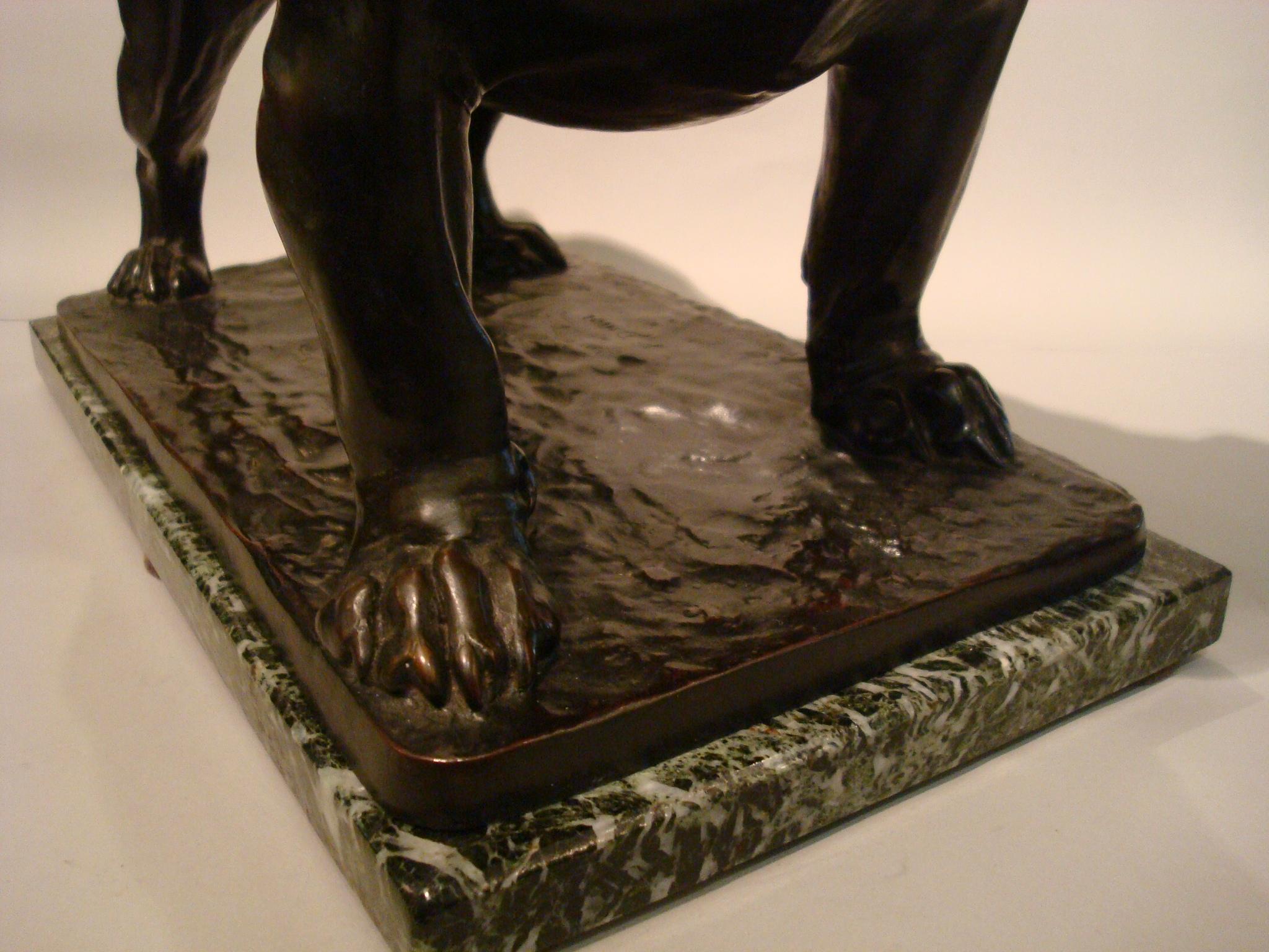 Art Nouveau Large Dog English Bulldog Bronze Sculpture, Fritz Diller, Germany, 1910