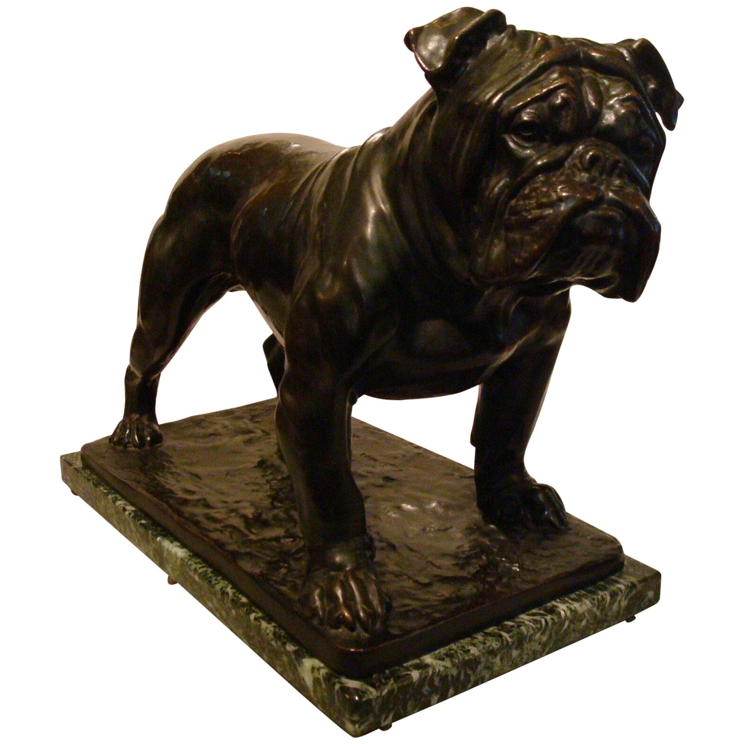 Large Dog English Bulldog Bronze Sculpture, Fritz Diller, Germany, 1910