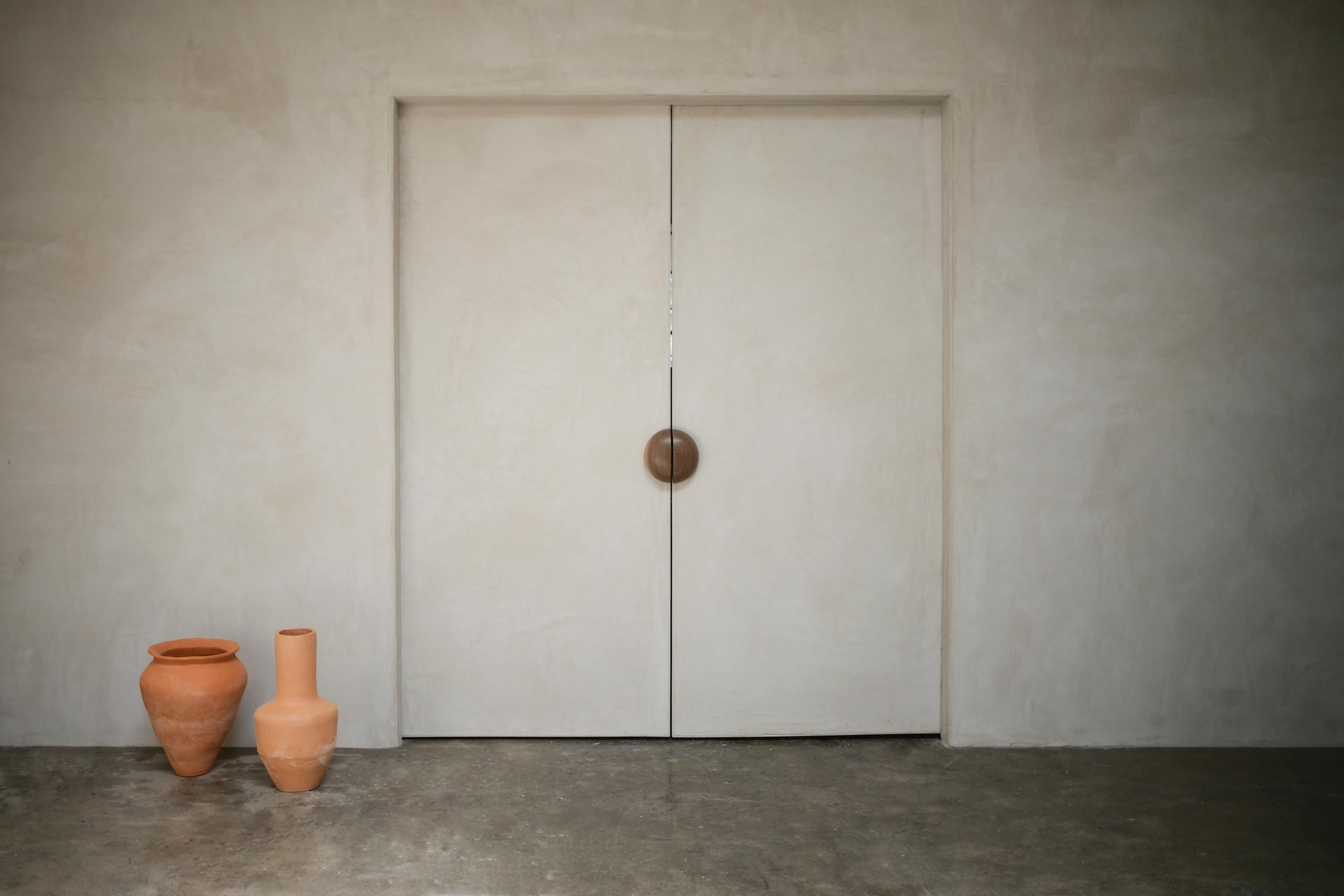 Hand-Crafted Large DOME Door Handles in Solid Walnut by Estudio Persona