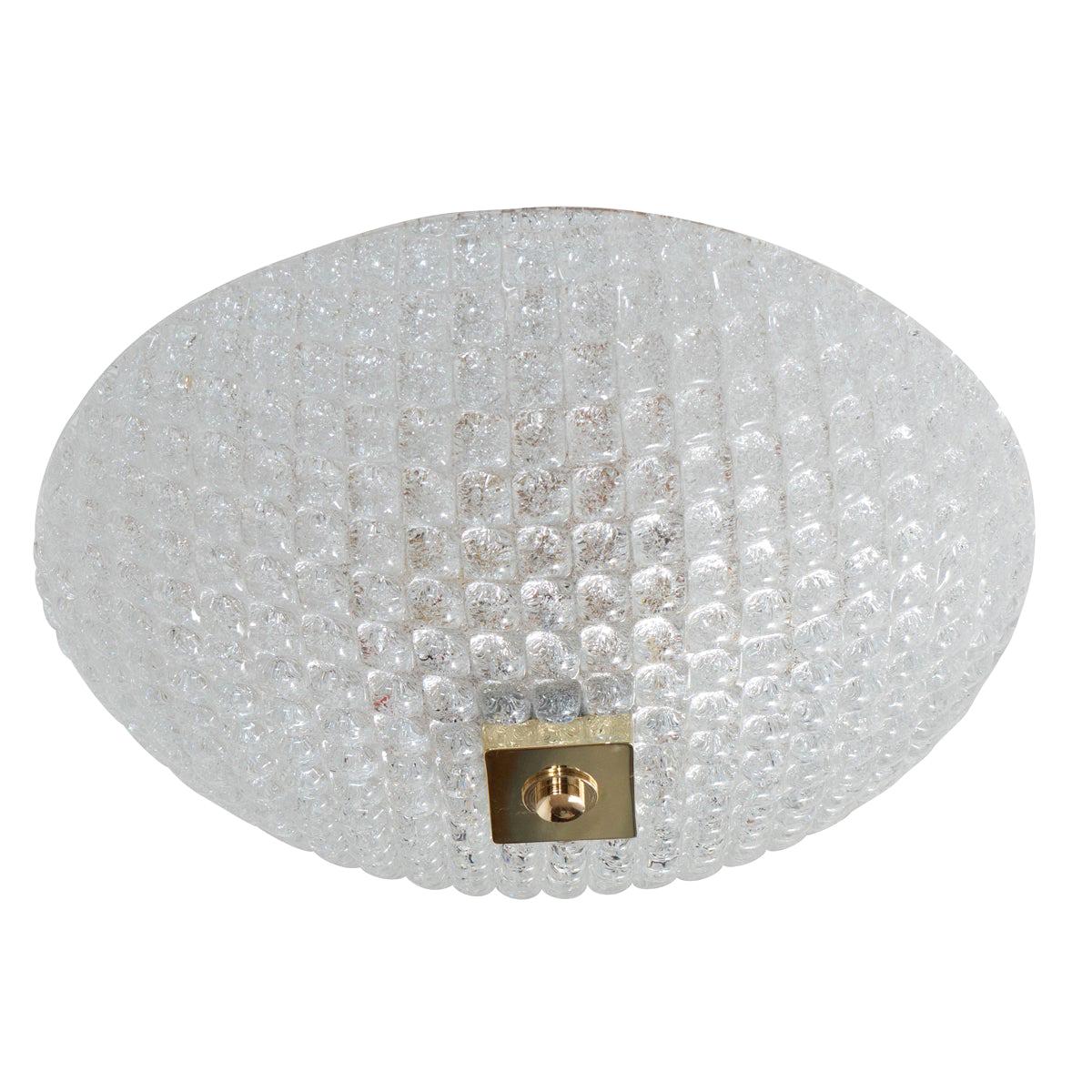 Large Dome Form Textured Glass Flush Mount Fixture