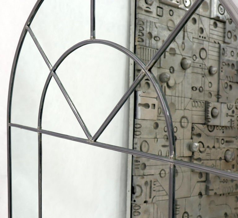 Large Dome Shape Leaded Glass Wall Mirror Artist Signed and Dated For