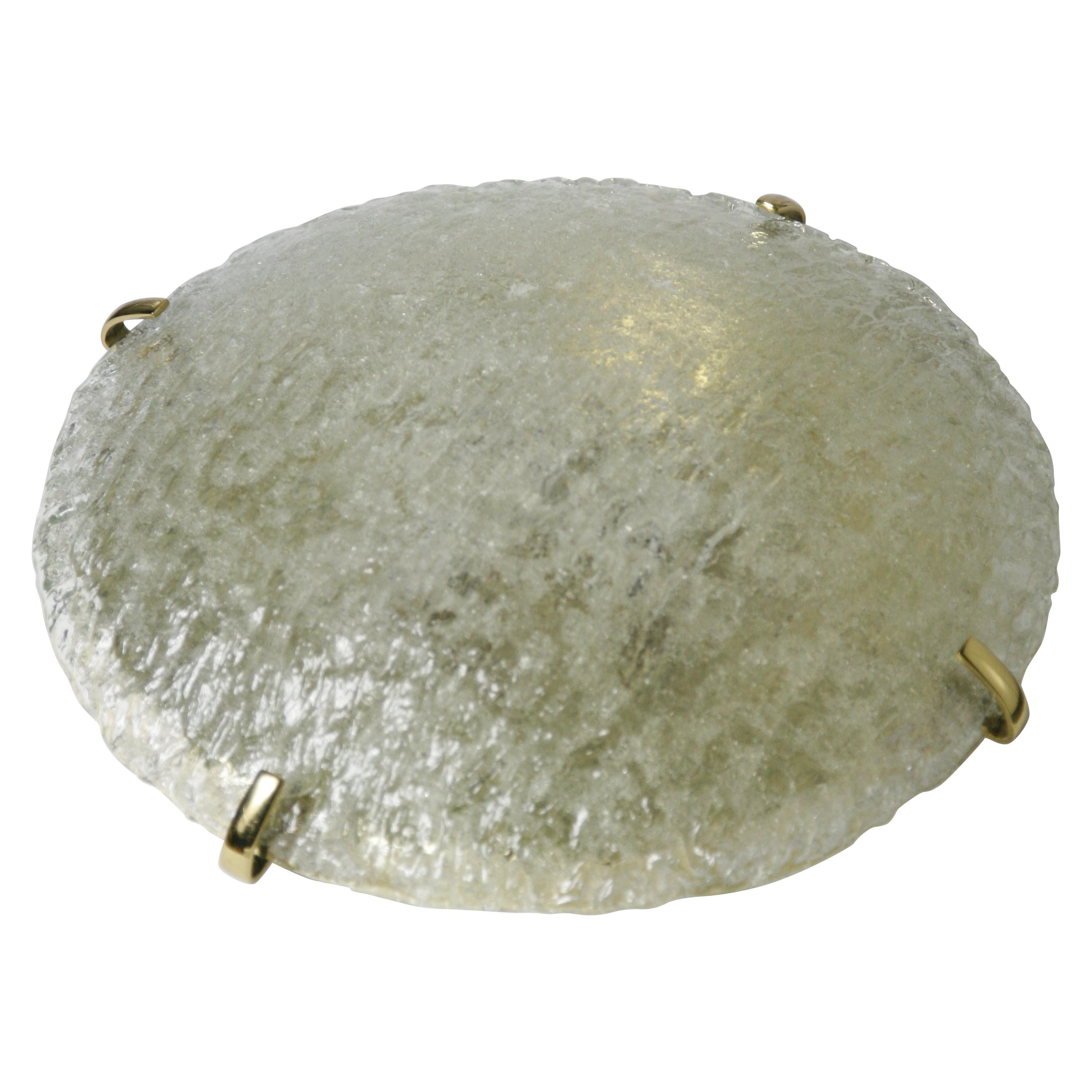 Large Dome Shaped Kalmar Flush Mount on a Brass Base, 1980