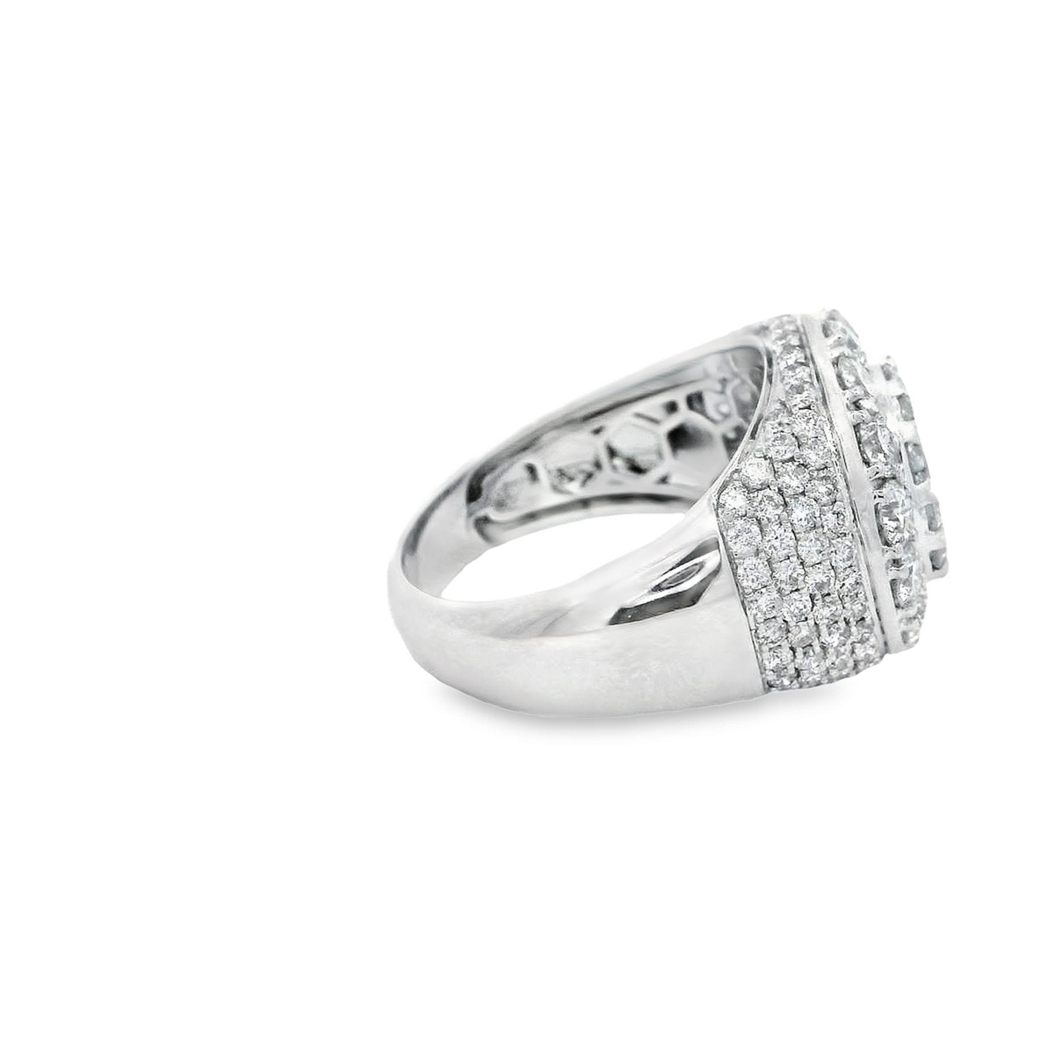 Brilliant Cut Large Domed 4.82ct Diamond 14K White Gold Men's Ring For Sale