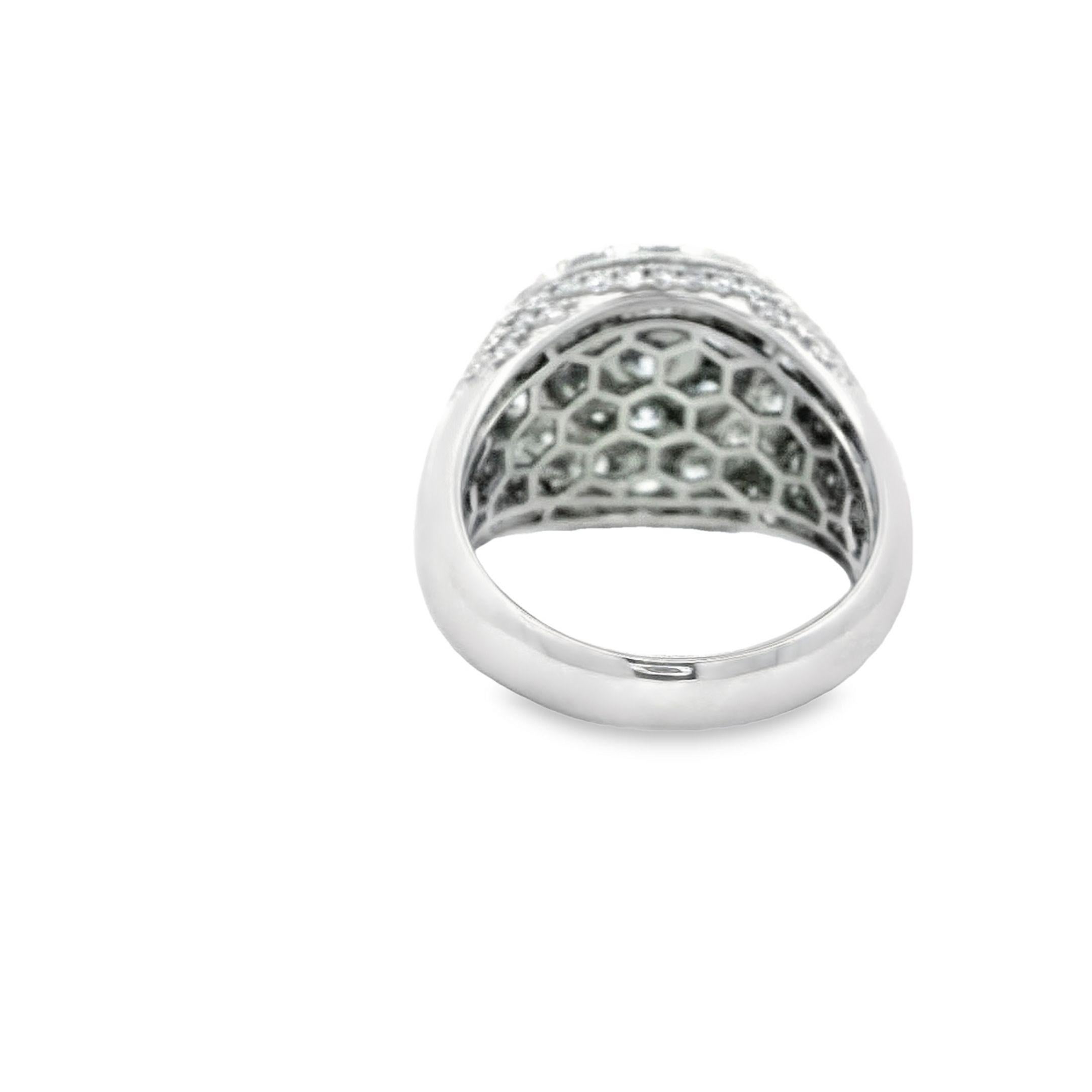 Large Domed 4.82ct Diamond 14K White Gold Men's Ring In New Condition For Sale In Newton, MA