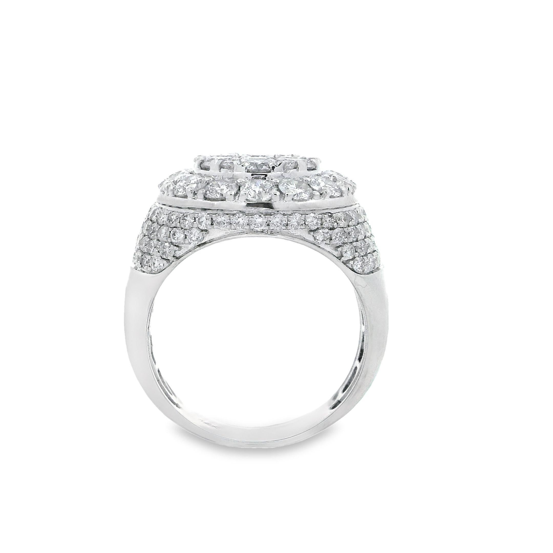 Large Domed 4.82ct Diamond 14K White Gold Men's Ring For Sale 3