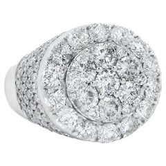 Bague pour homme en or blanc 14K avec grand dôme et diamant de 4,82ct