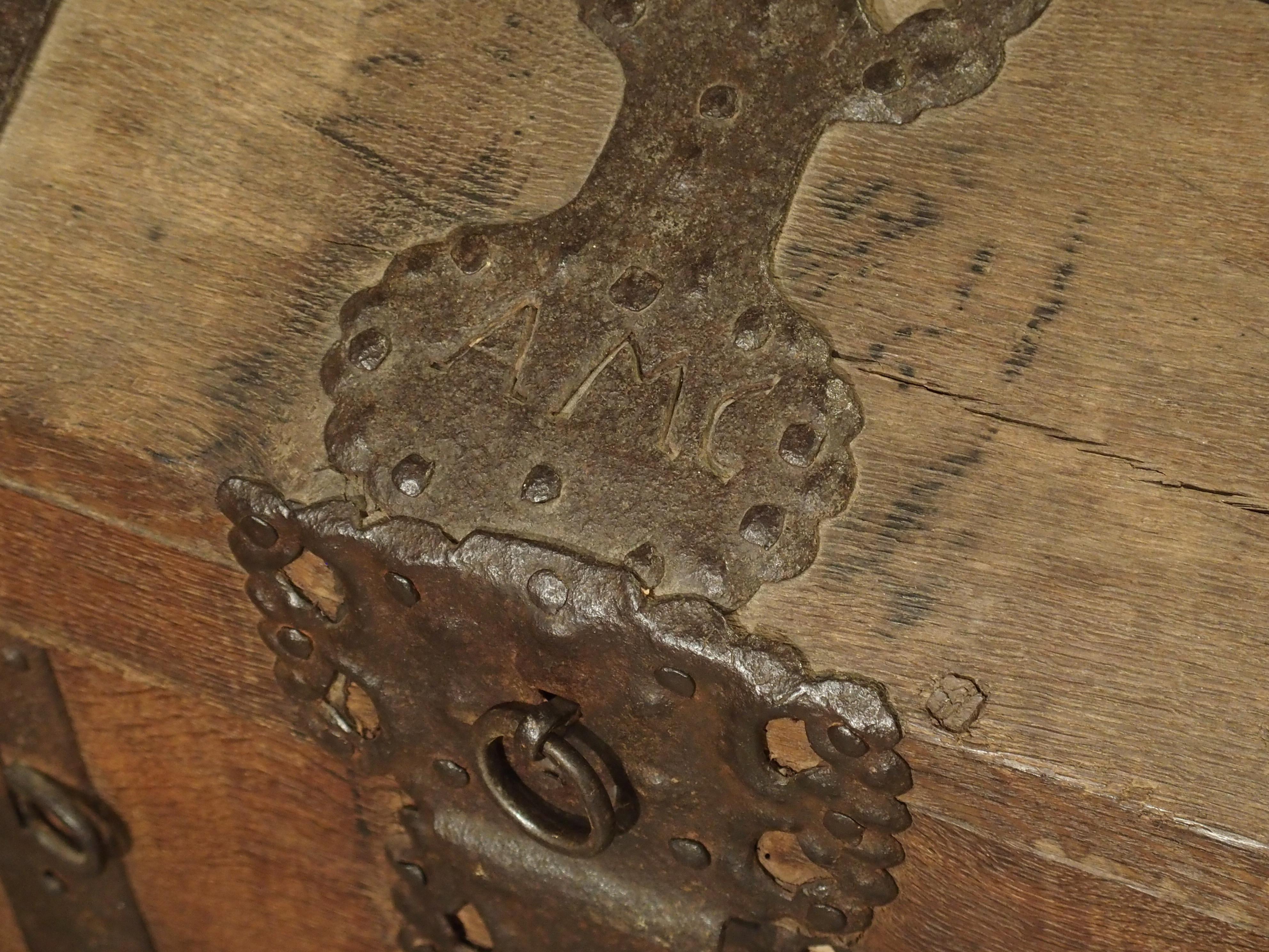 Large Domed Antique Oak Trunk from Alsace, France, circa 1780 4