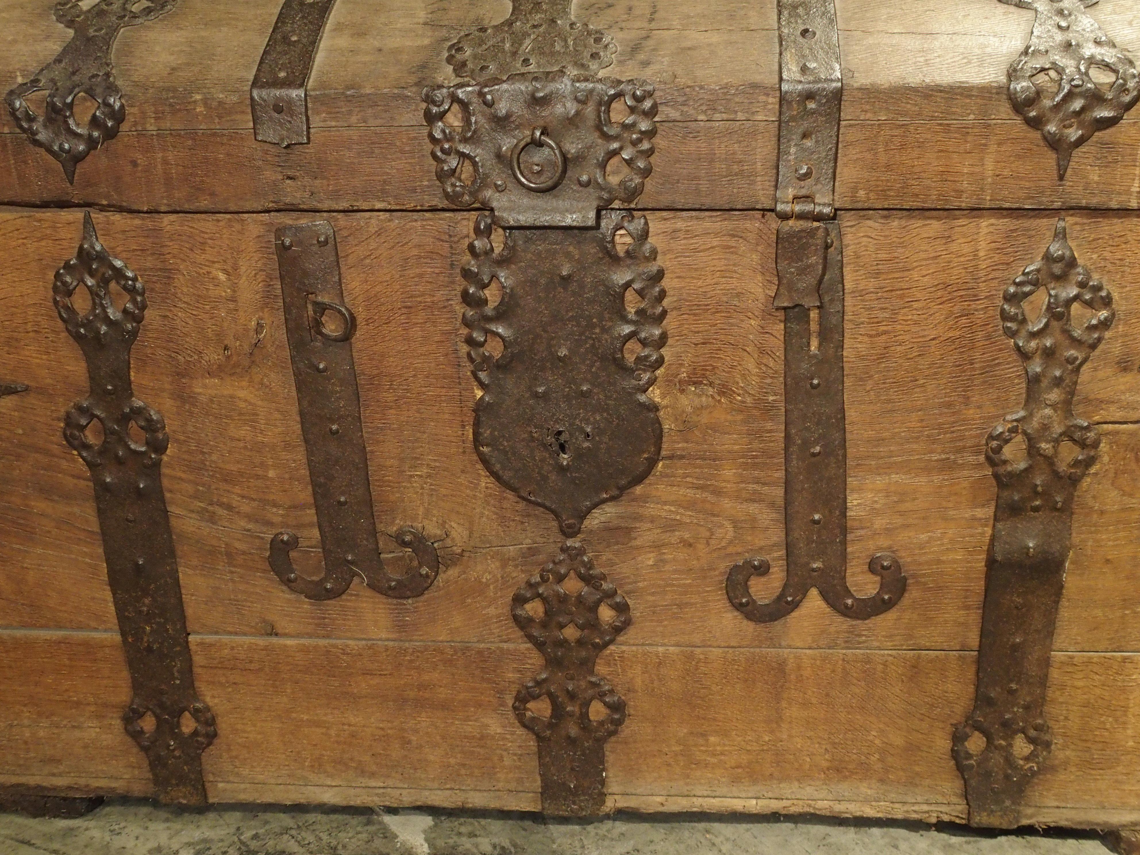 Large Domed Antique Oak Trunk from Alsace, France, circa 1780 6