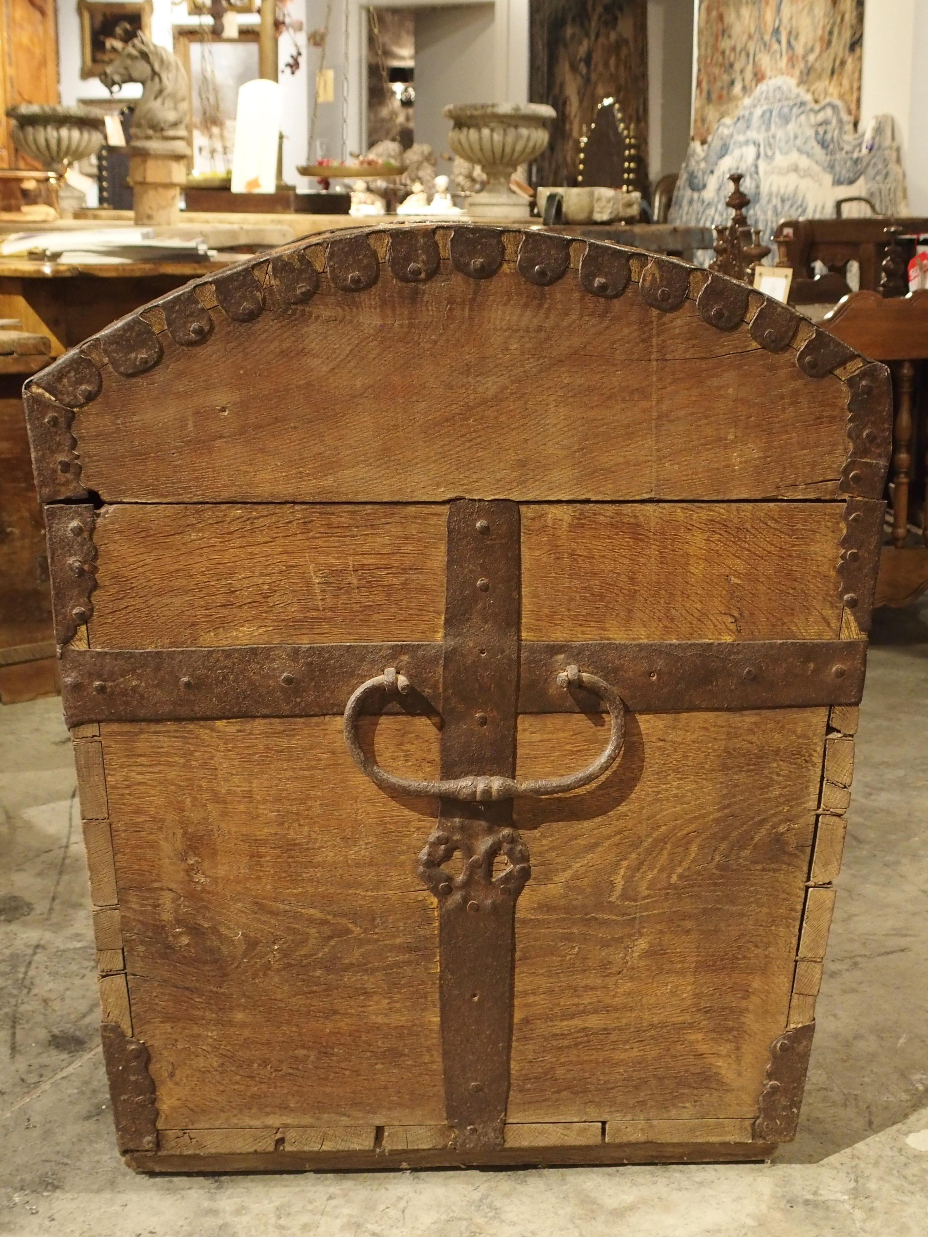 Large Domed Antique Oak Trunk from Alsace, France, circa 1780 9