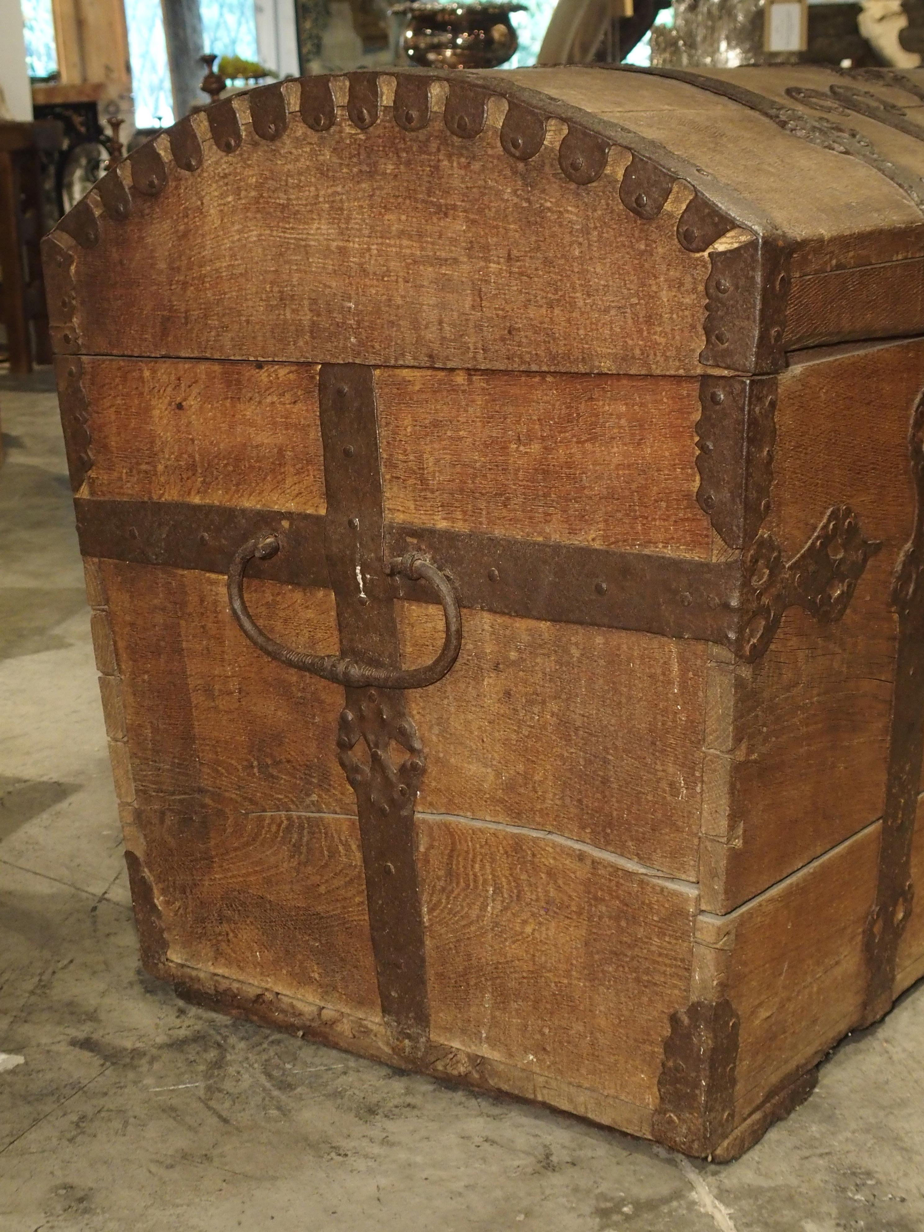Large Domed Antique Oak Trunk from Alsace, France, circa 1780 1
