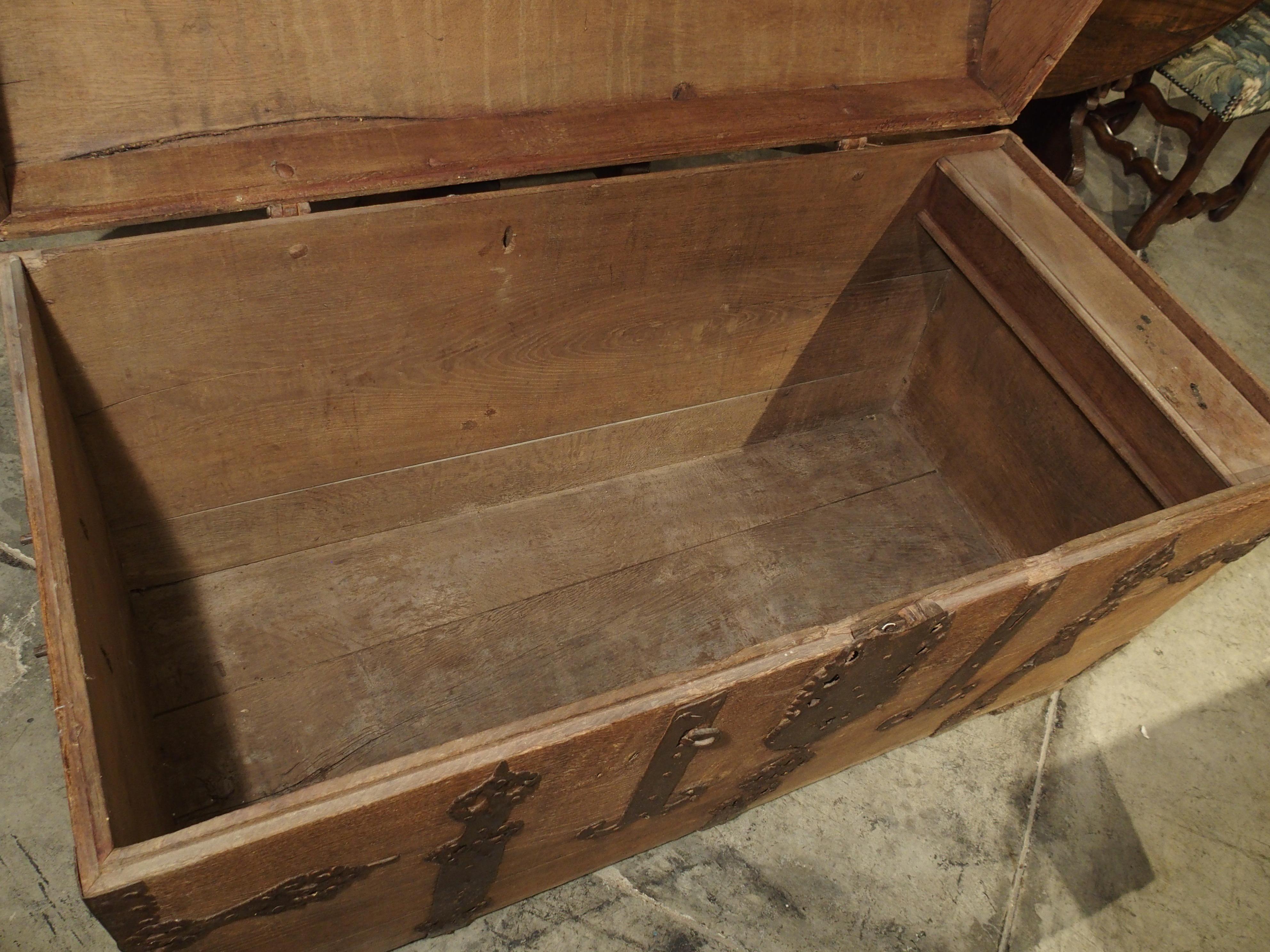 Large Domed Antique Oak Trunk from Alsace, France, circa 1780 2