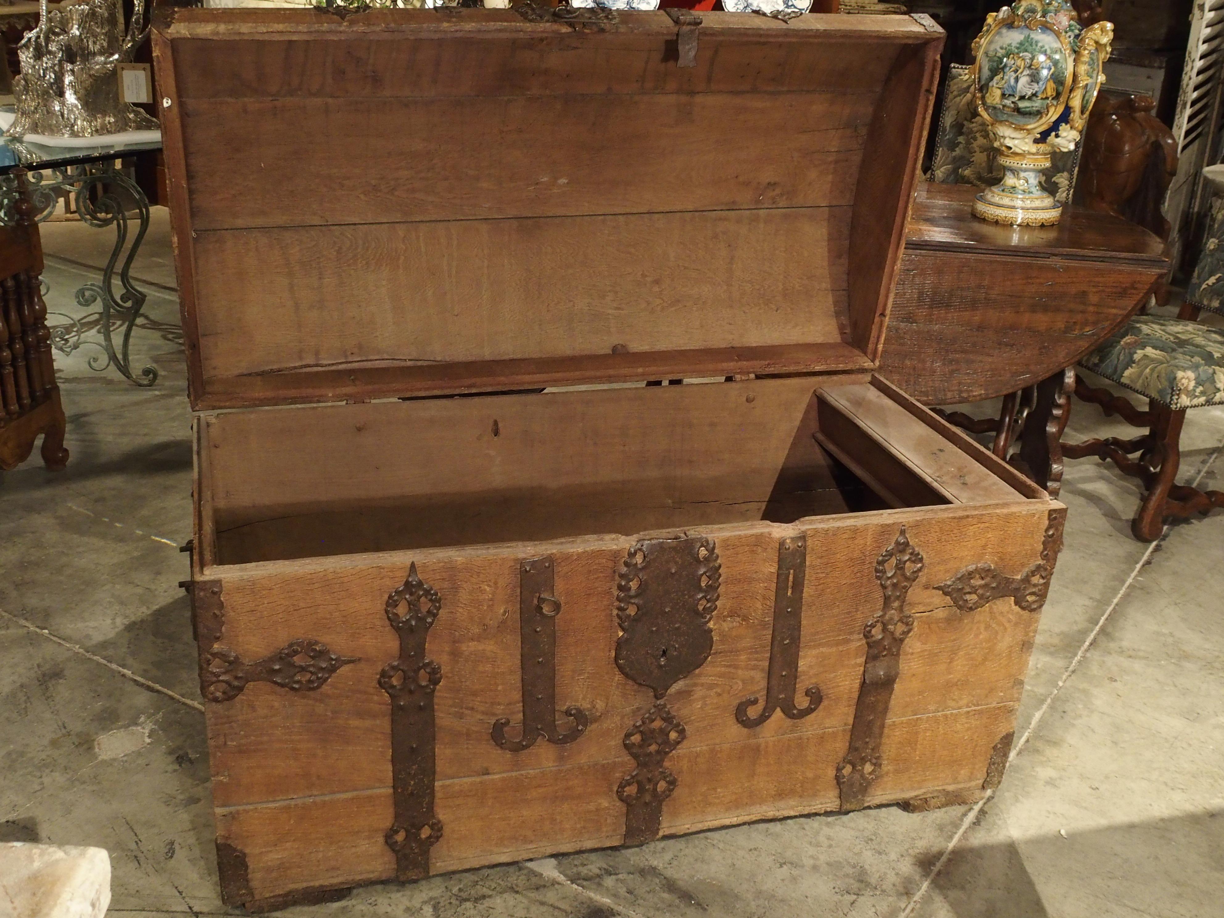 Large Domed Antique Oak Trunk from Alsace, France, circa 1780 3