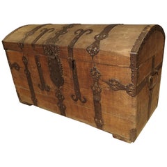 Large Domed Antique Oak Trunk from Alsace, France, circa 1780