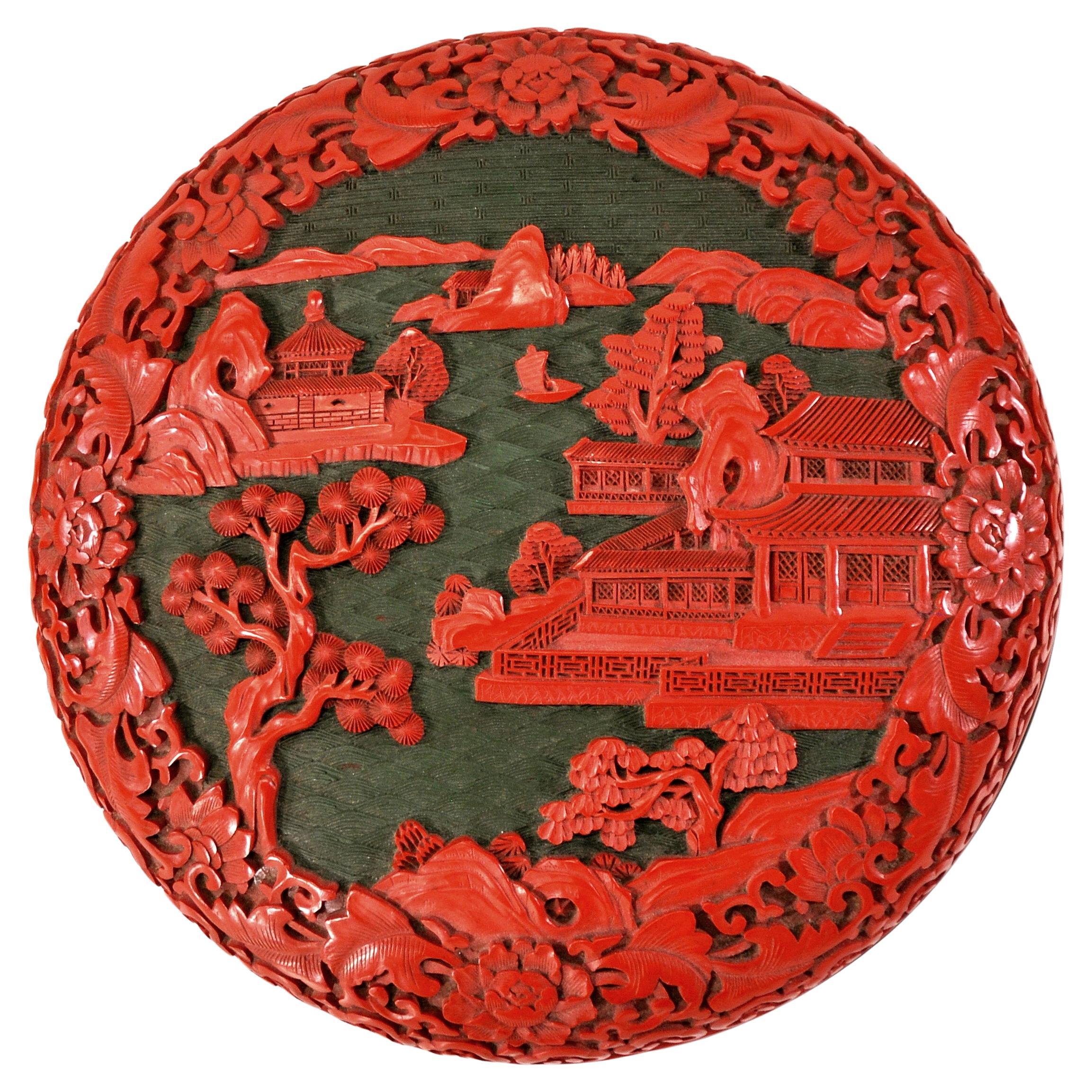 Large Domed Chinese Cinnabar Box For Sale
