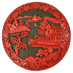 Antique Large Domed Chinese Cinnabar Box