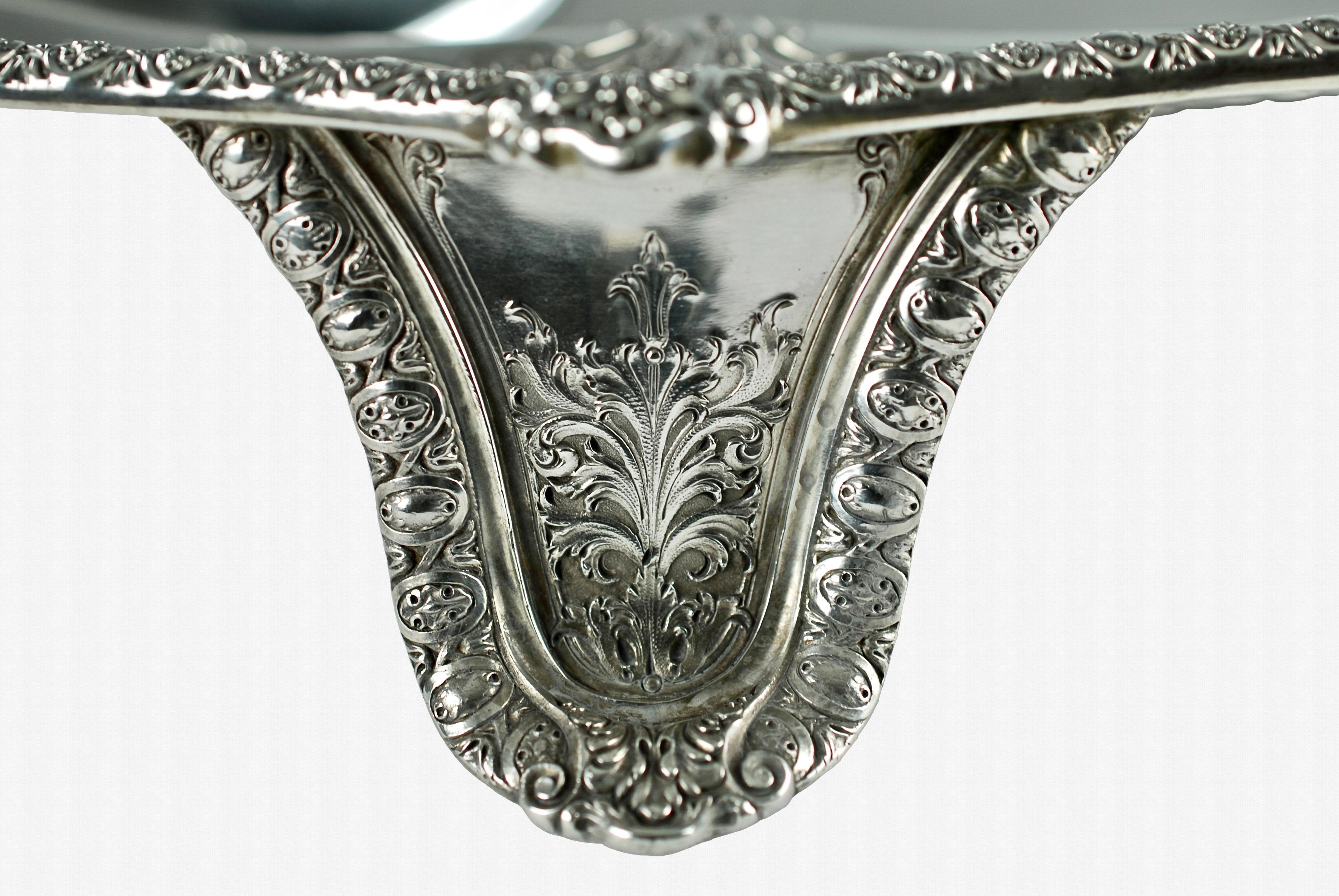 American Large Dominick and Haff Sterling Silver Footed Meat Platter For Sale