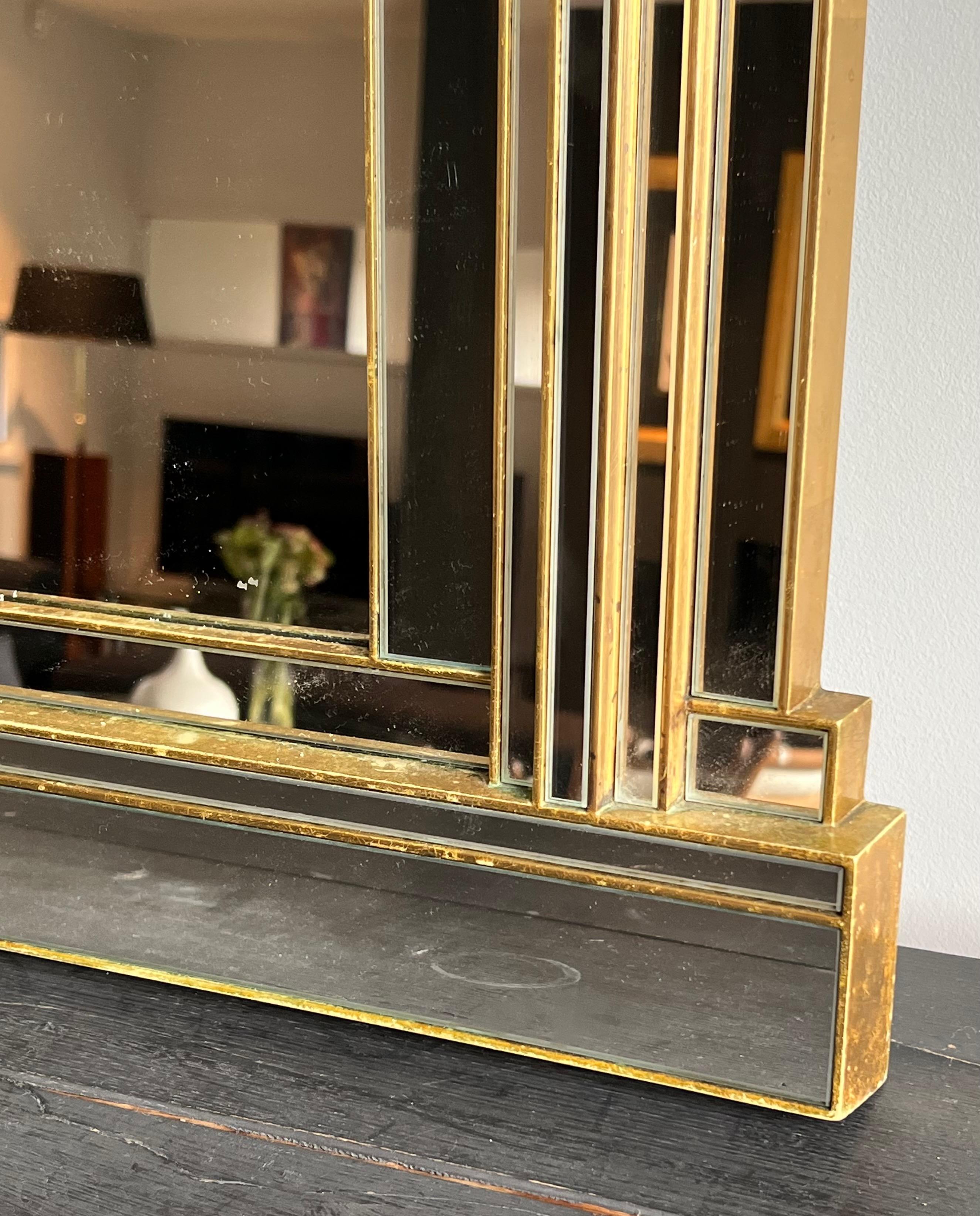 Grand miroir Domus en bois, plexiglas doré et miroirs en vente 4