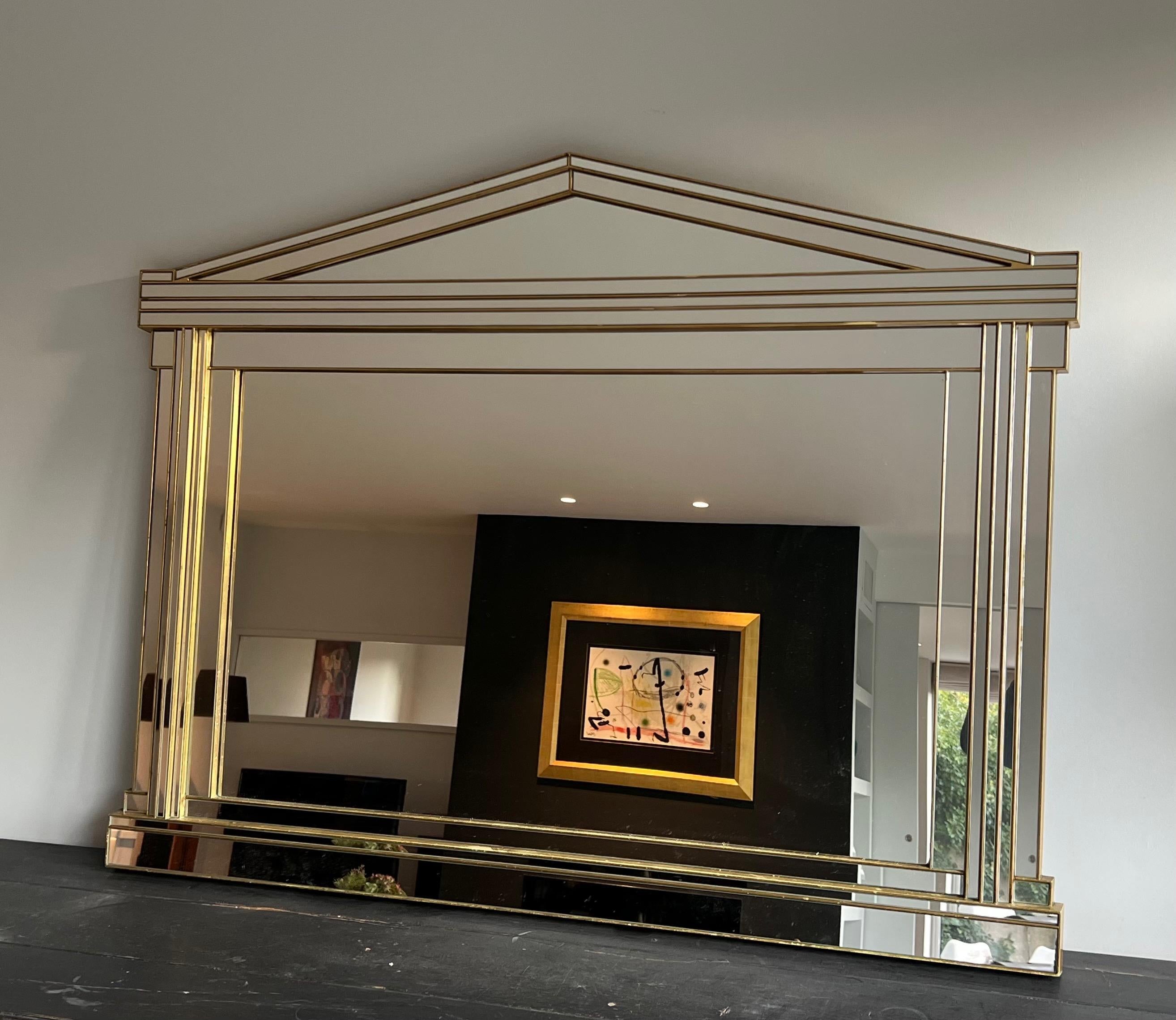 Grand miroir Domus en bois, plexiglas doré et miroirs en vente 5