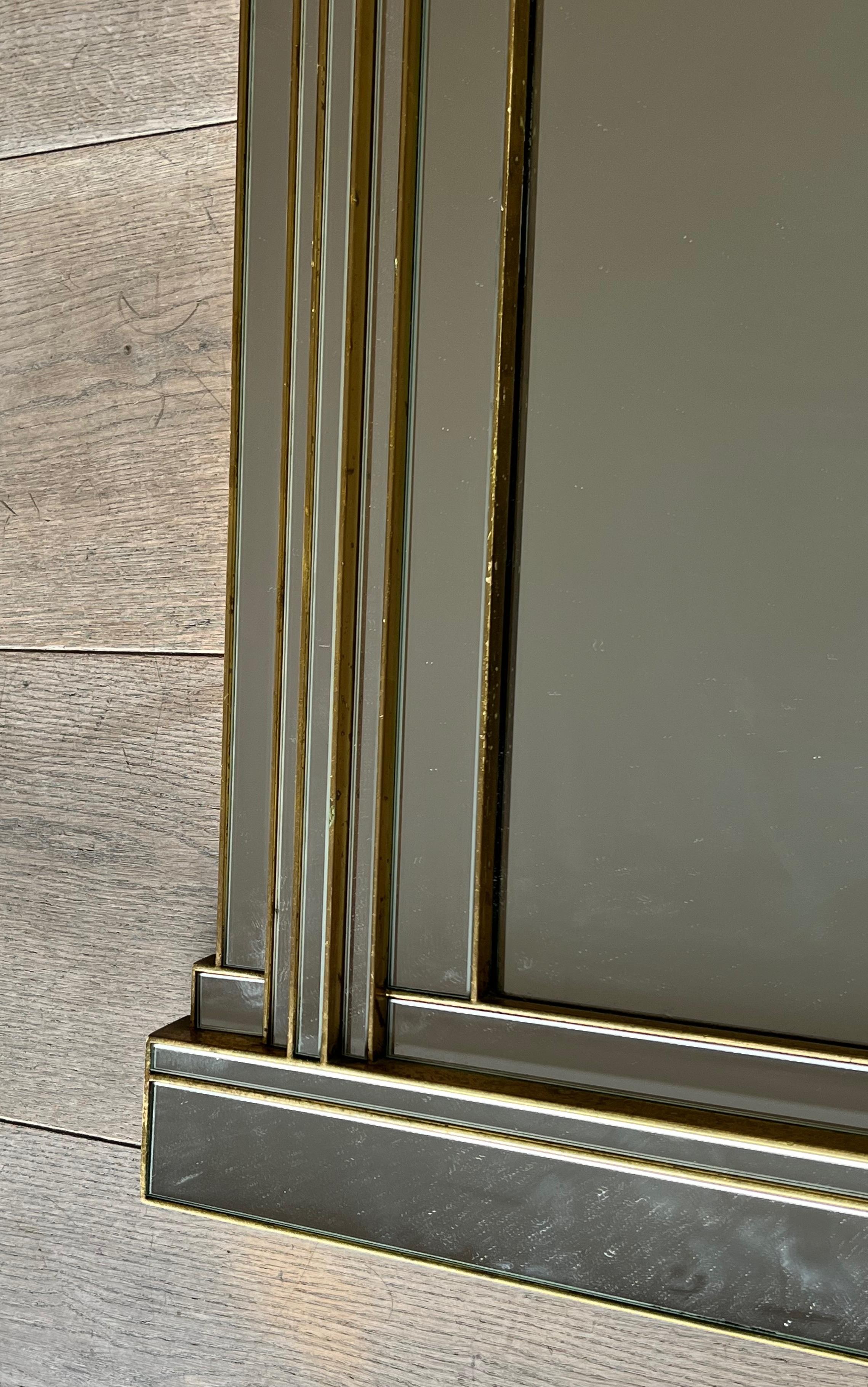 Grand miroir Domus en bois, plexiglas doré et miroirs en vente 7
