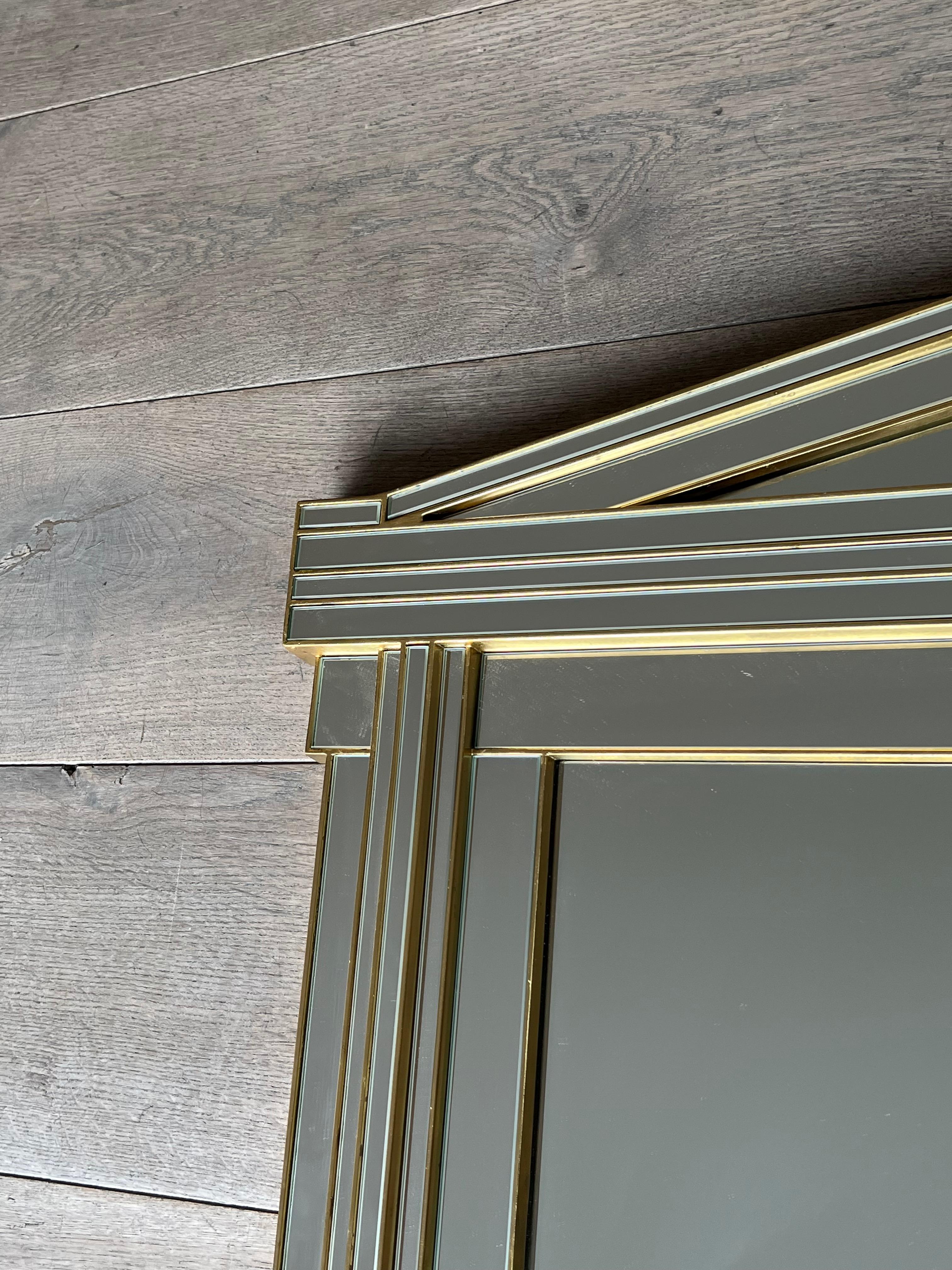 Grand miroir Domus en bois, plexiglas doré et miroirs en vente 8