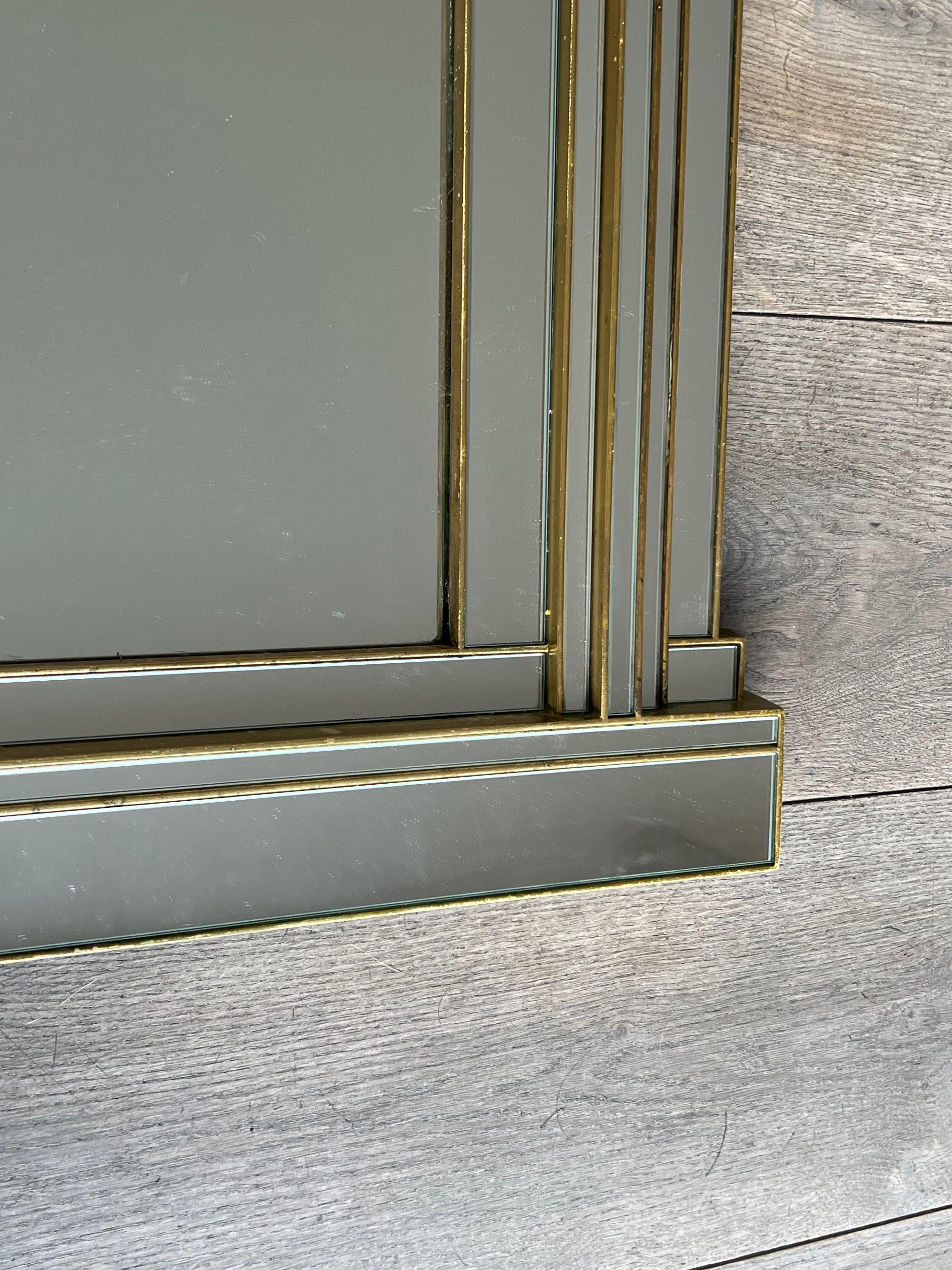 Grand miroir Domus en bois, plexiglas doré et miroirs en vente 11