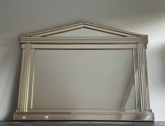 Large Domus Mirror in Wood, Gold Plexiglass and Mirrors