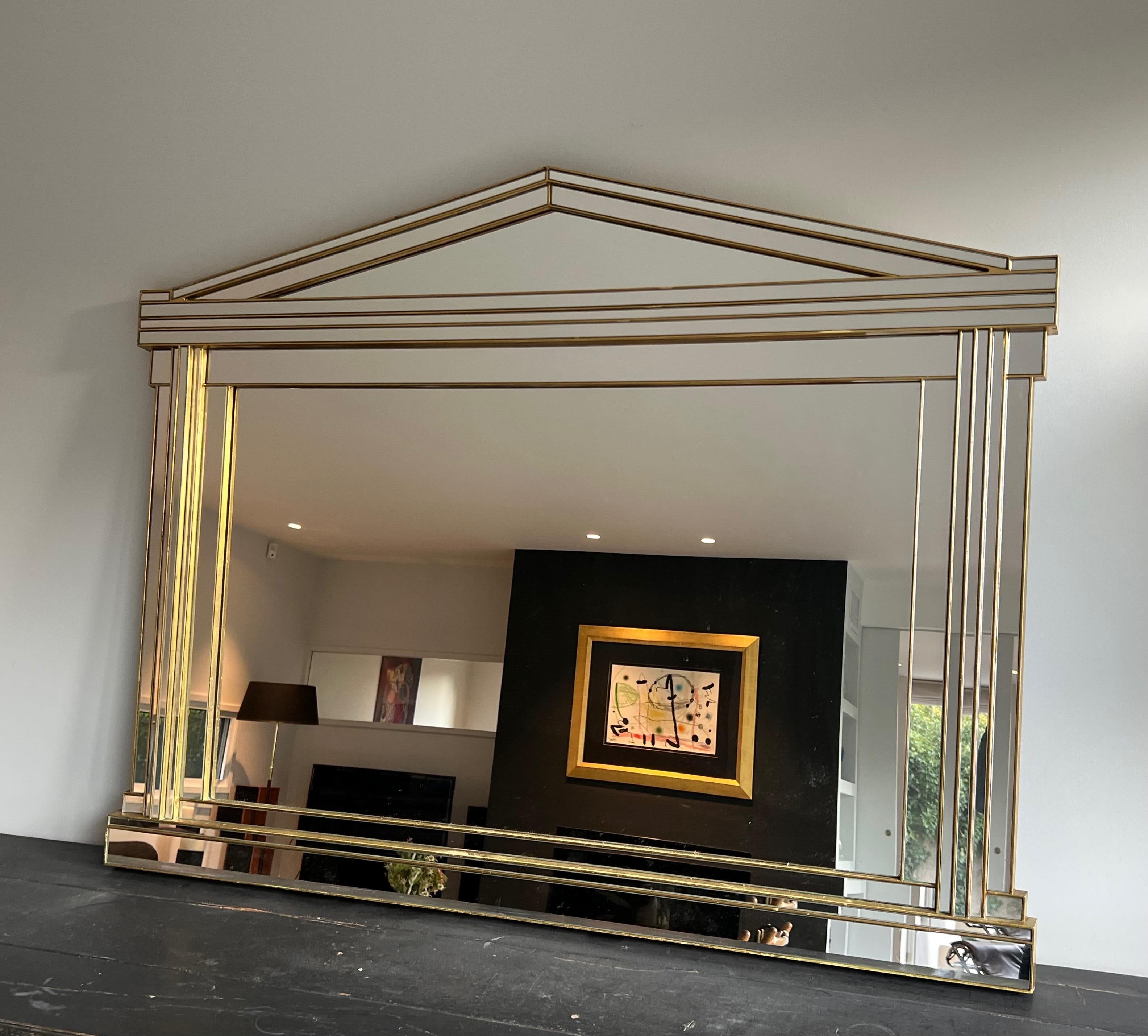 Grand miroir Domus en bois, plexiglas doré et miroirs en vente 13