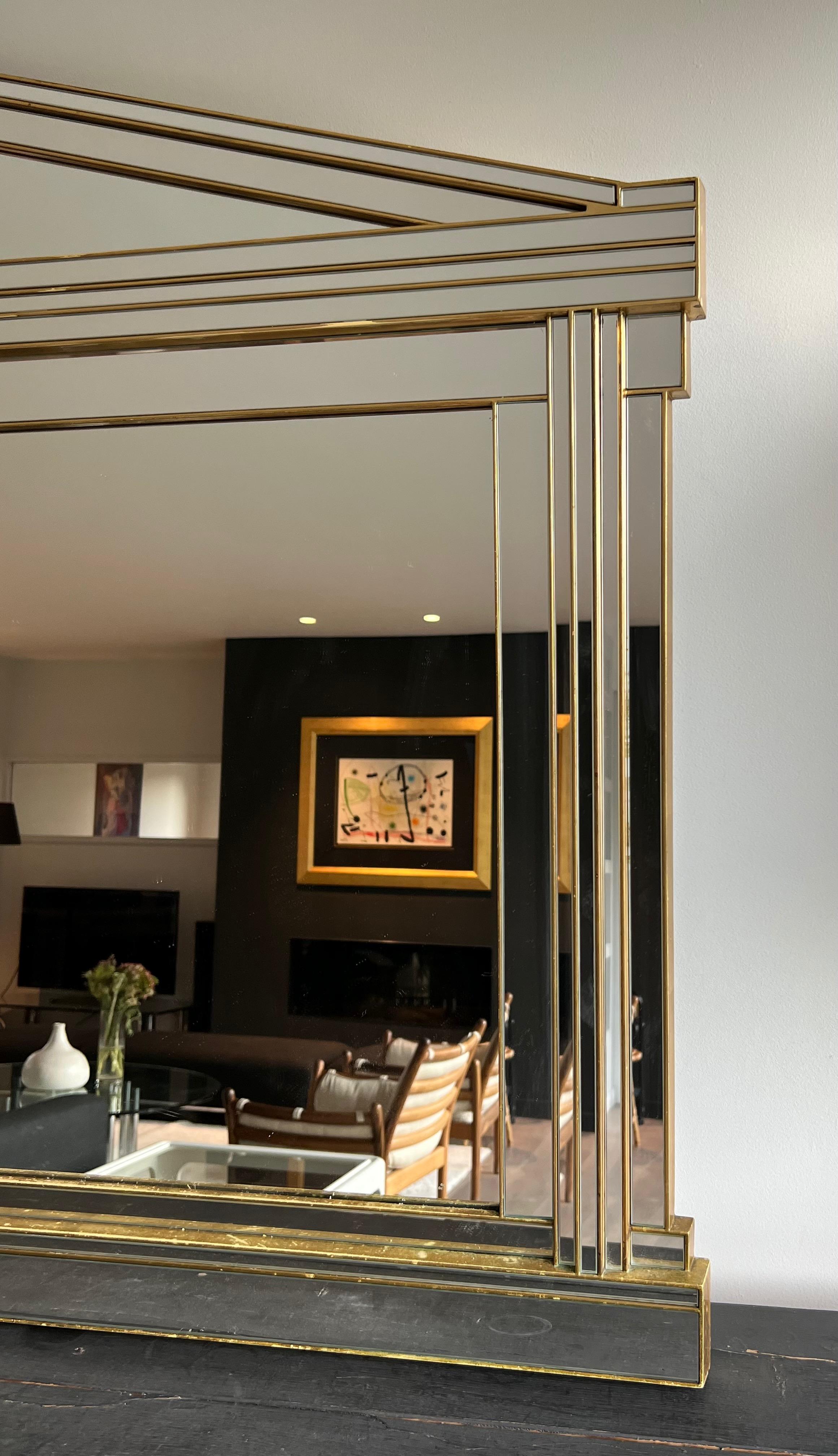 Grand miroir Domus en bois, plexiglas doré et miroirs en vente 2