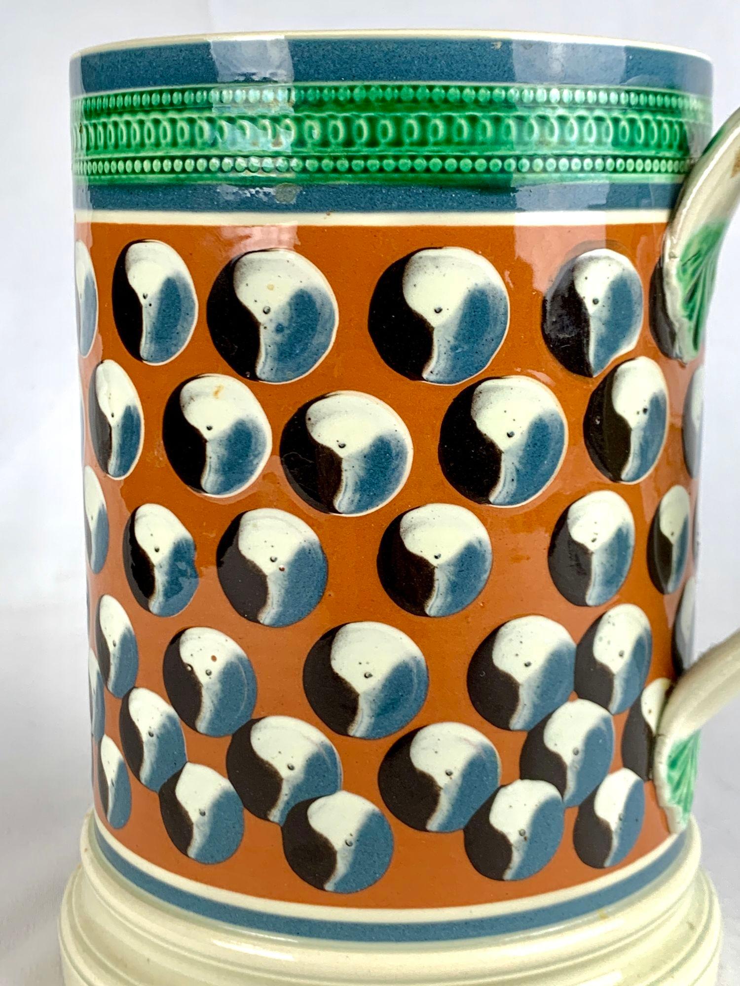Taza grande de mochaware americano Don Carpentier con decoración de ojos de gato Estadounidense en venta