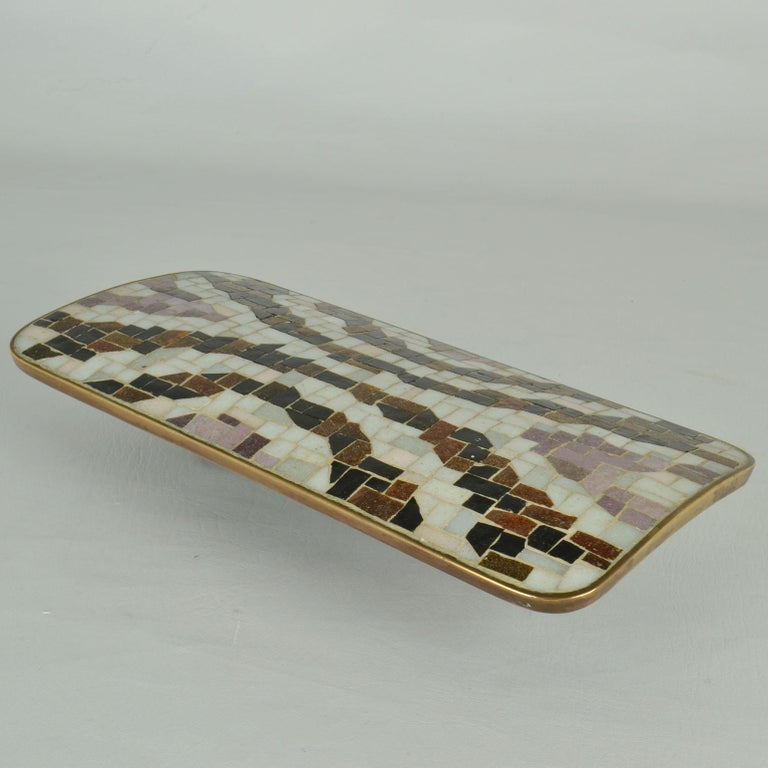Mid-Century Modern Large Door Handle, Push and Pull in Mosaic on Brass, Italy 1950's